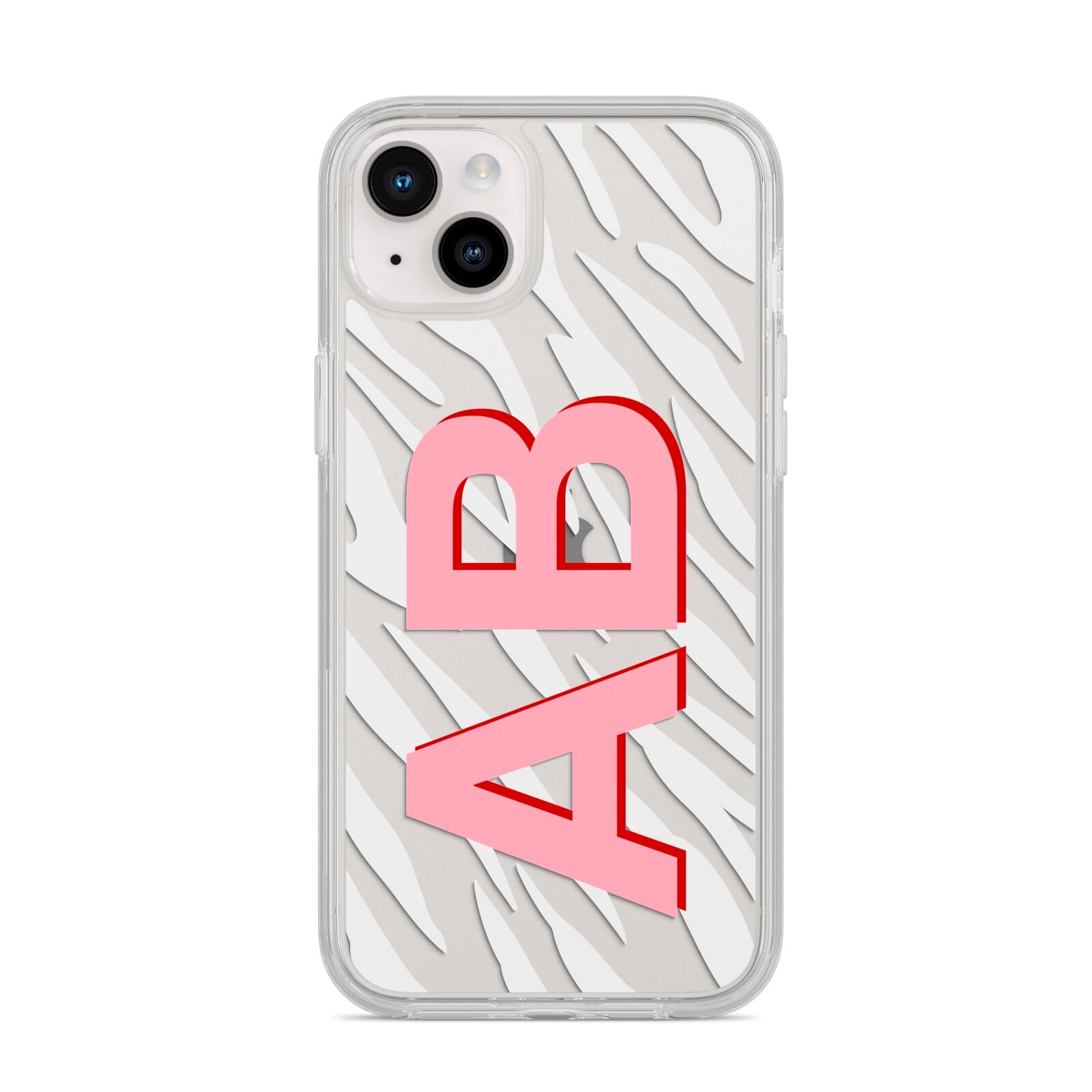 Zebra Initials iPhone 14 Plus Clear Tough Case Starlight