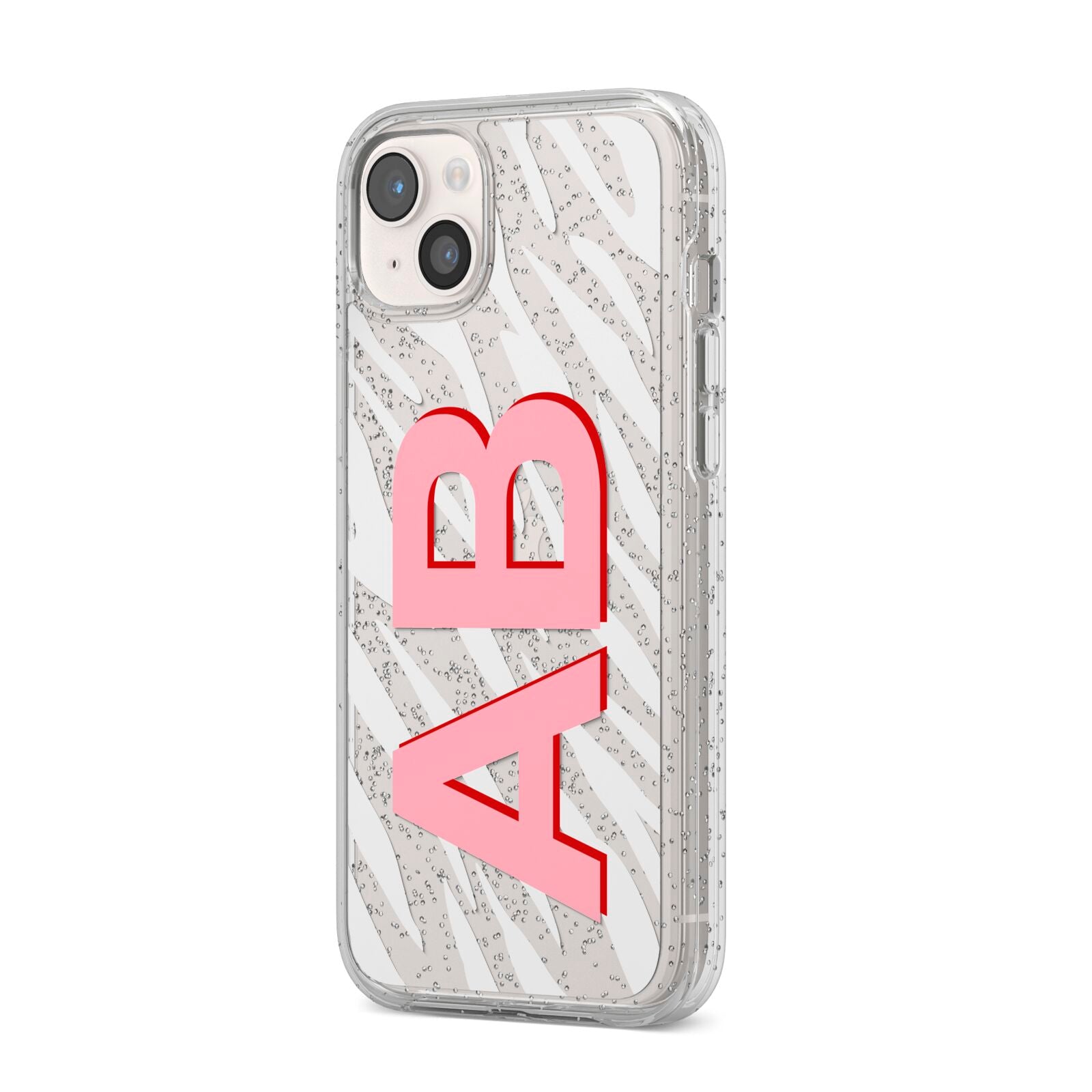 Zebra Initials iPhone 14 Plus Glitter Tough Case Starlight Angled Image