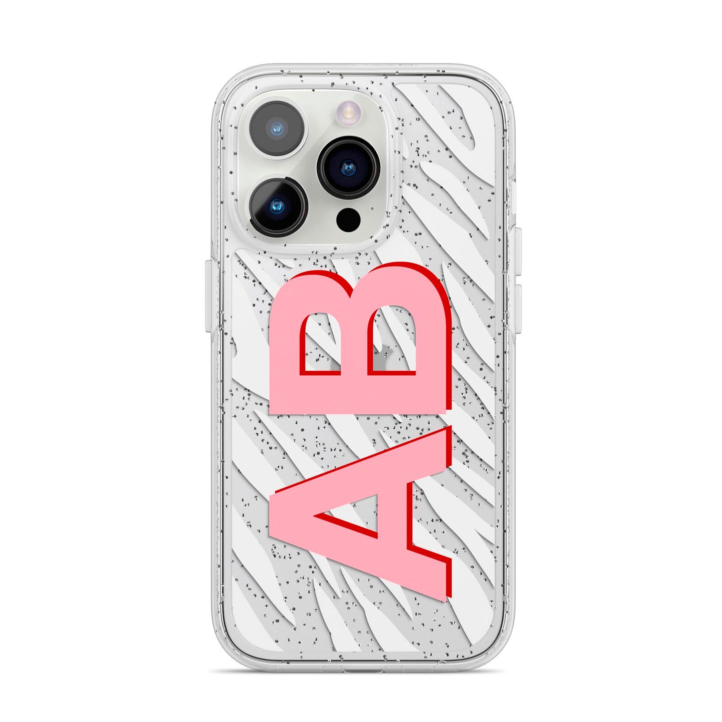 Zebra Initials iPhone 14 Pro Glitter Tough Case Silver