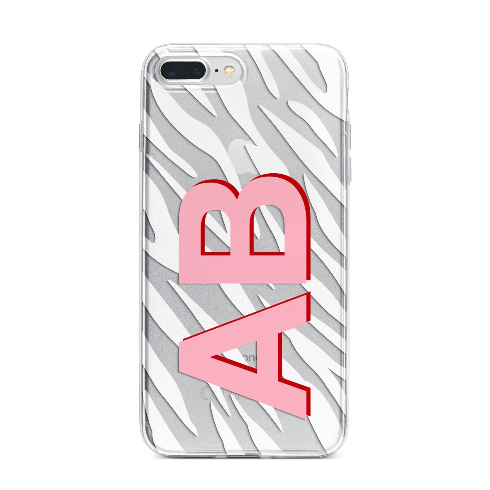 Zebra Initials iPhone 7 Plus Bumper Case on Silver iPhone