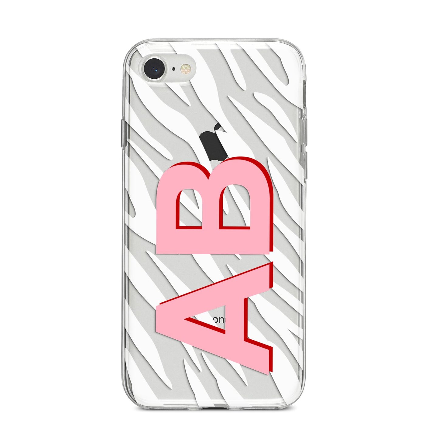 Zebra Initials iPhone 8 Bumper Case on Silver iPhone