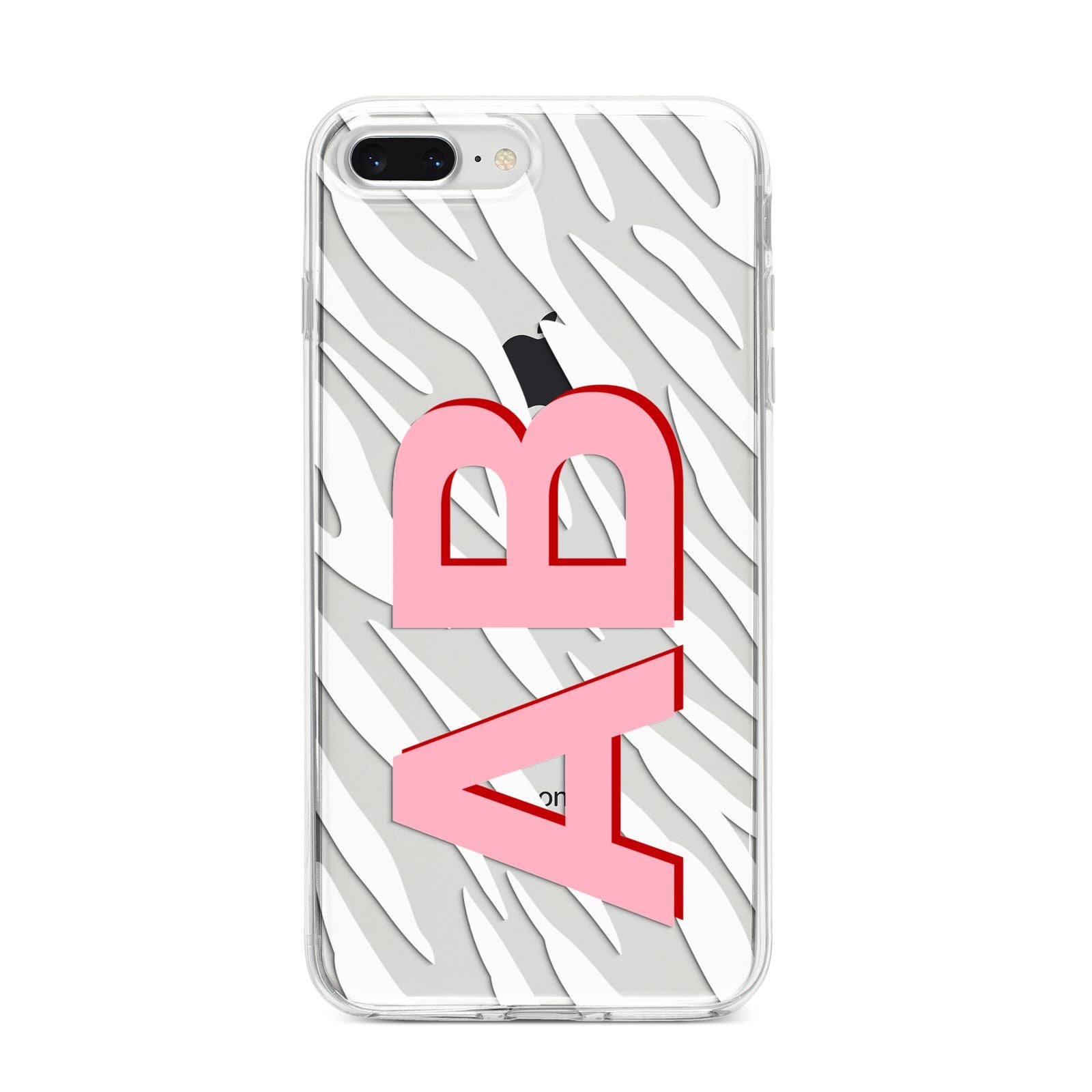 Zebra Initials iPhone 8 Plus Bumper Case on Silver iPhone