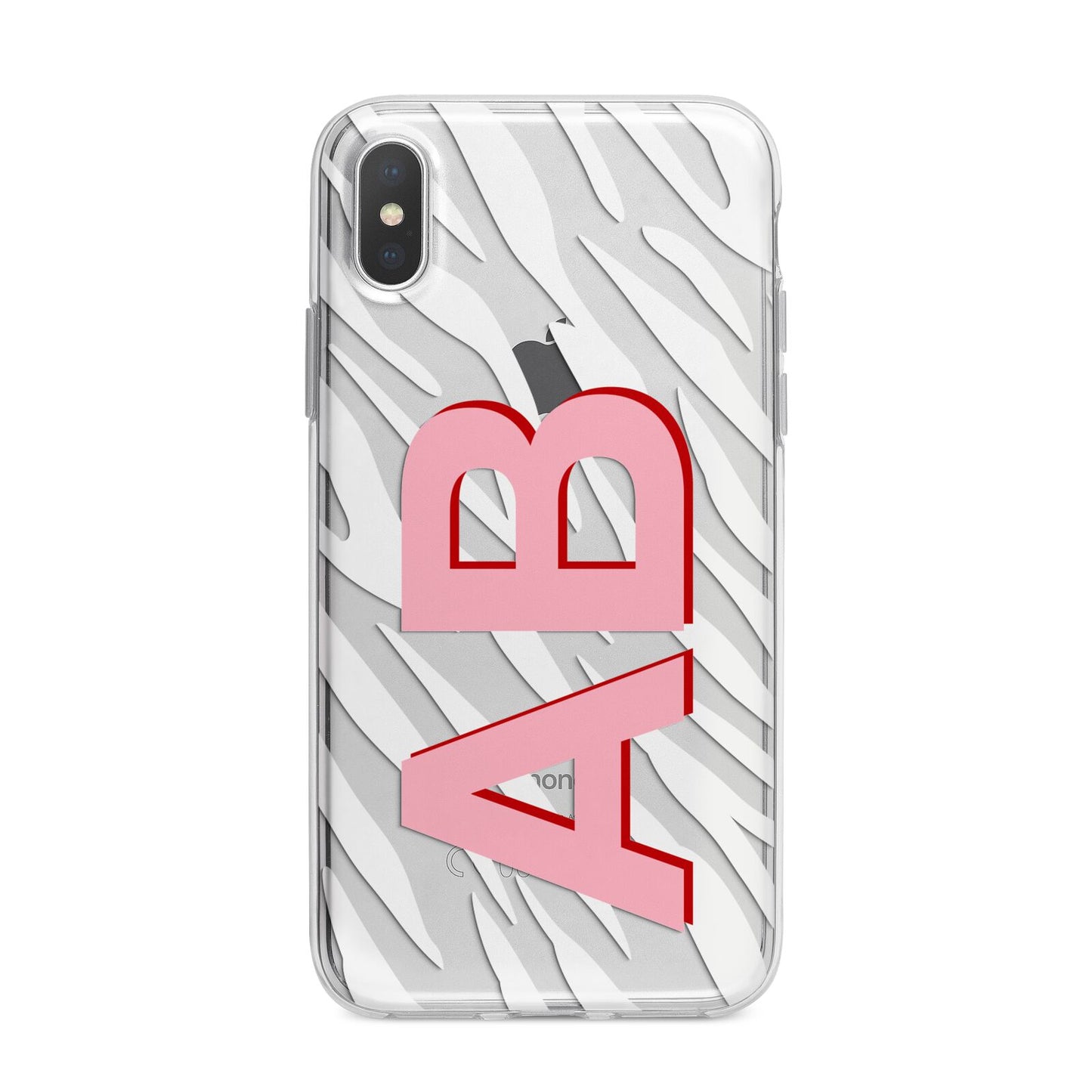 Zebra Initials iPhone X Bumper Case on Silver iPhone Alternative Image 1