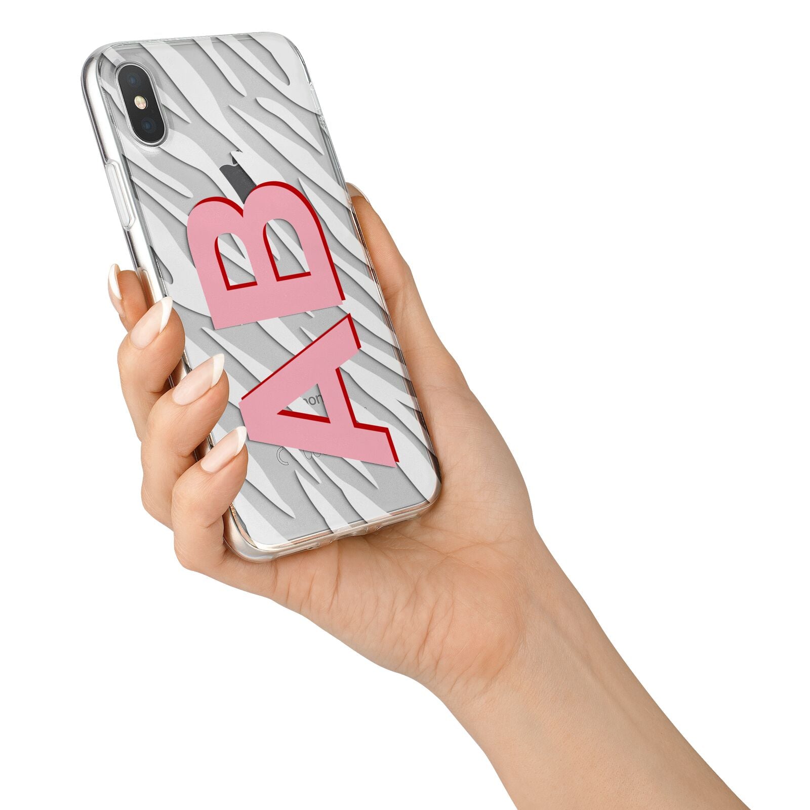 Zebra Initials iPhone X Bumper Case on Silver iPhone Alternative Image 2