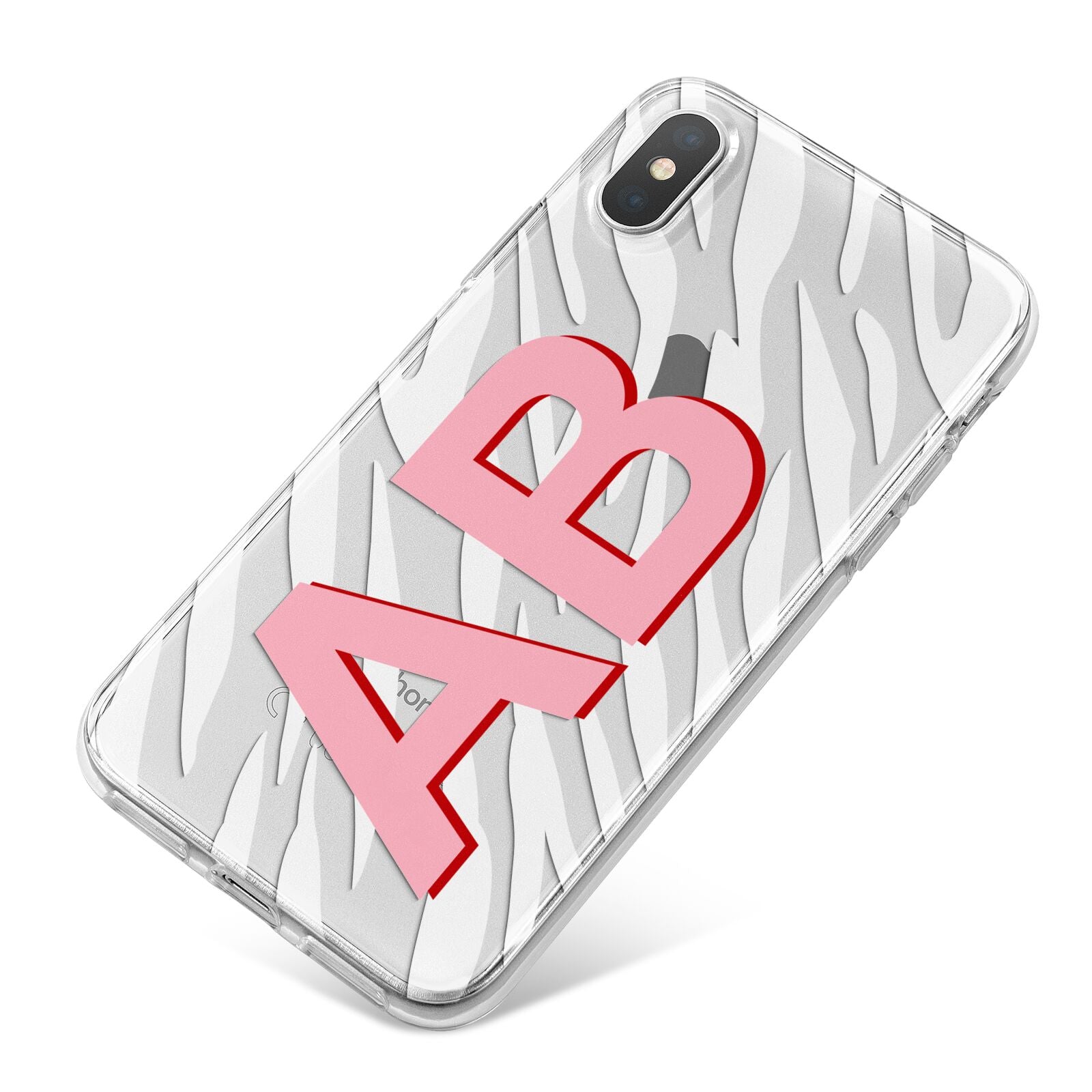 Zebra Initials iPhone X Bumper Case on Silver iPhone