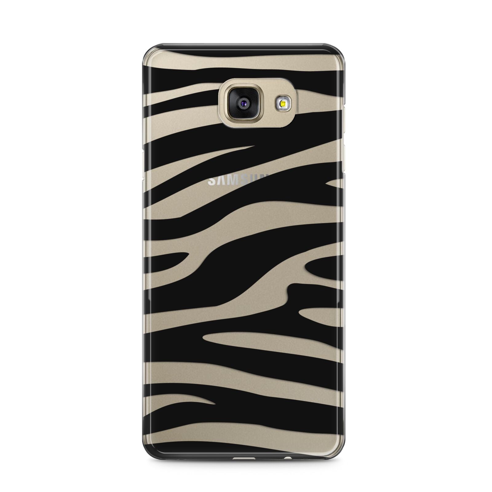 Zebra Print Samsung Galaxy A5 2016 Case on gold phone