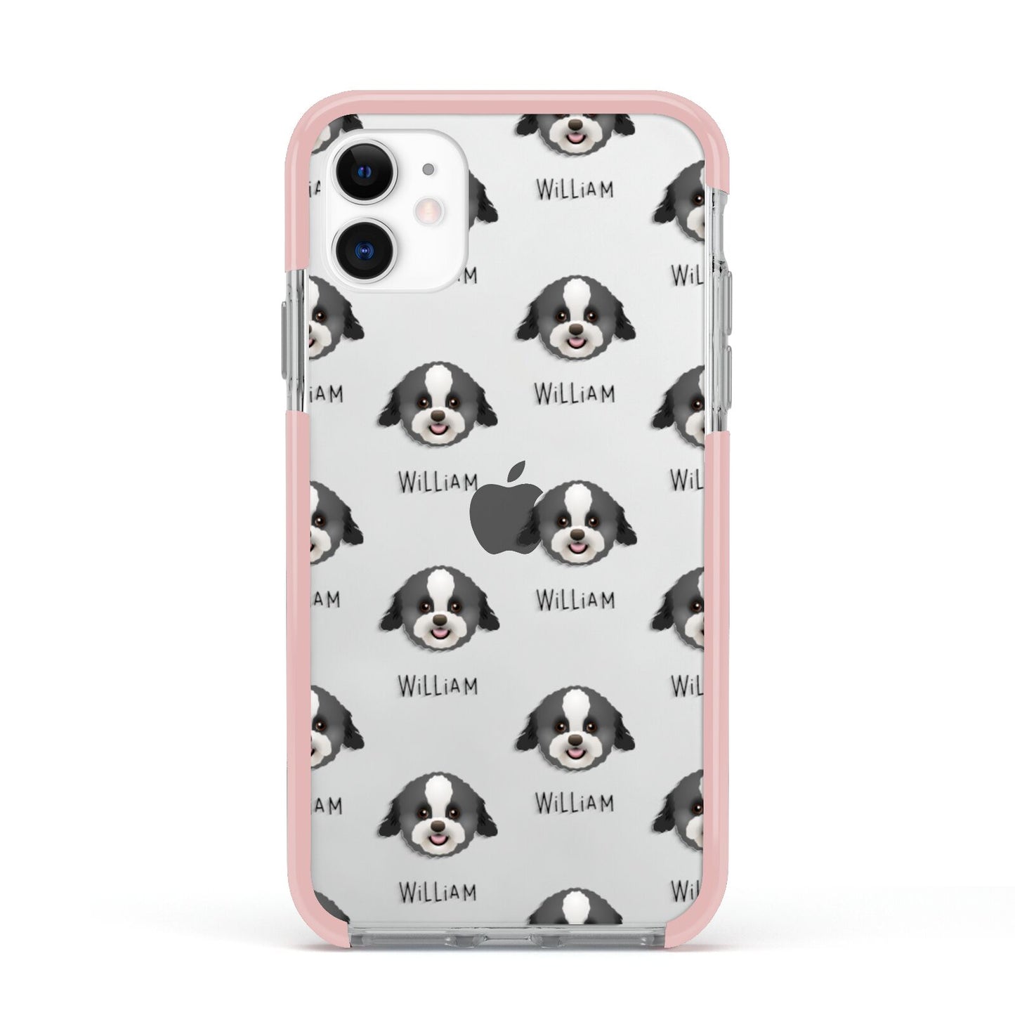 Zuchon Icon with Name Apple iPhone 11 in White with Pink Impact Case
