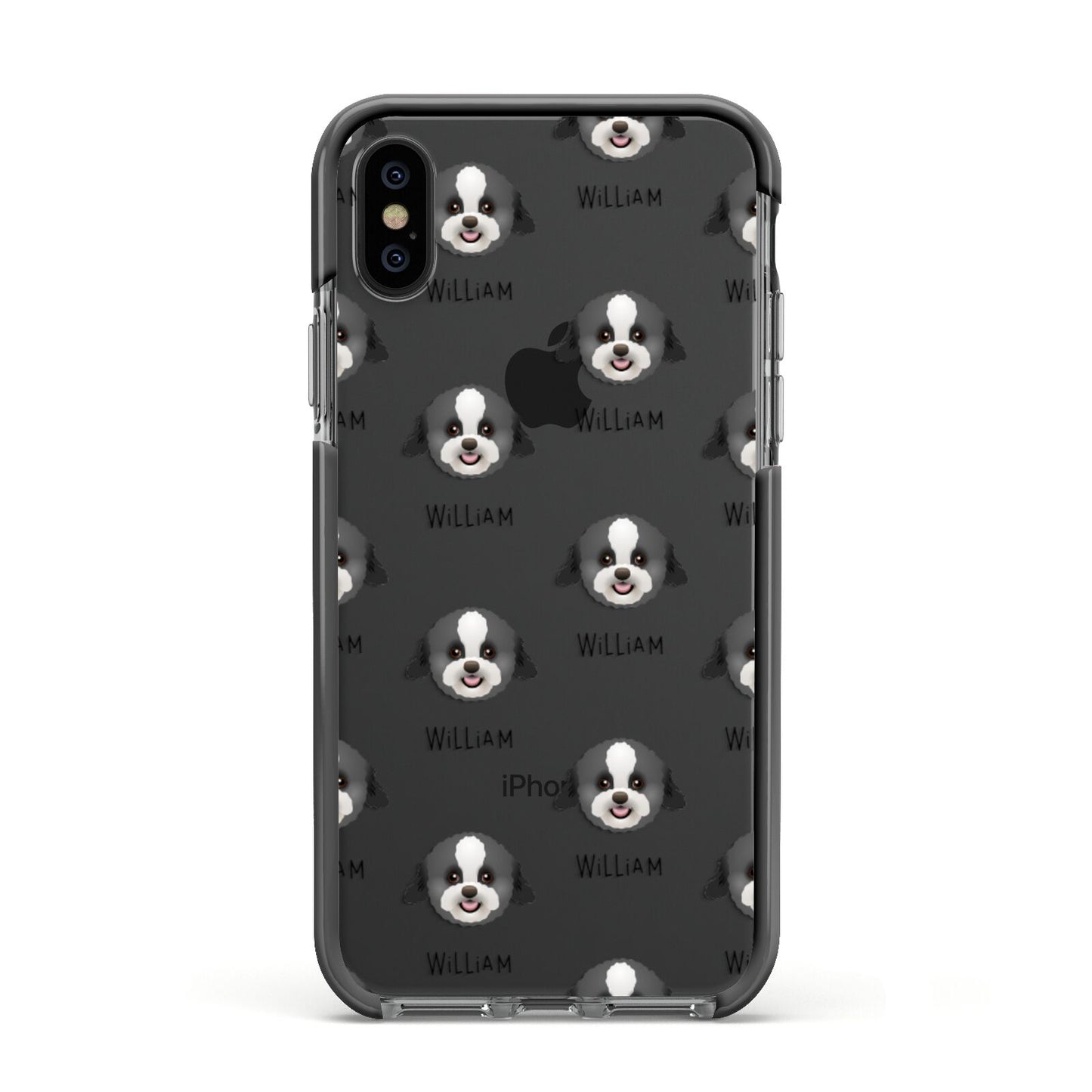 Zuchon Icon with Name Apple iPhone Xs Impact Case Black Edge on Black Phone