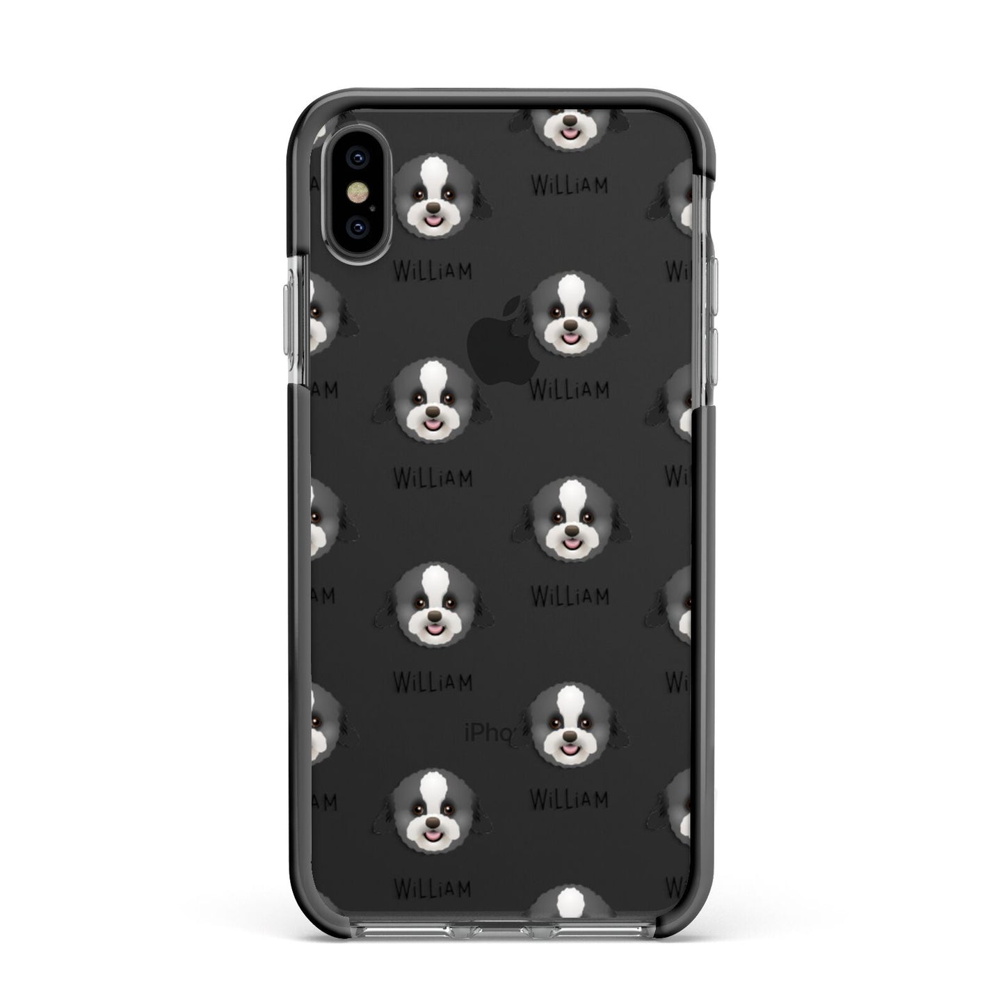 Zuchon Icon with Name Apple iPhone Xs Max Impact Case Black Edge on Black Phone
