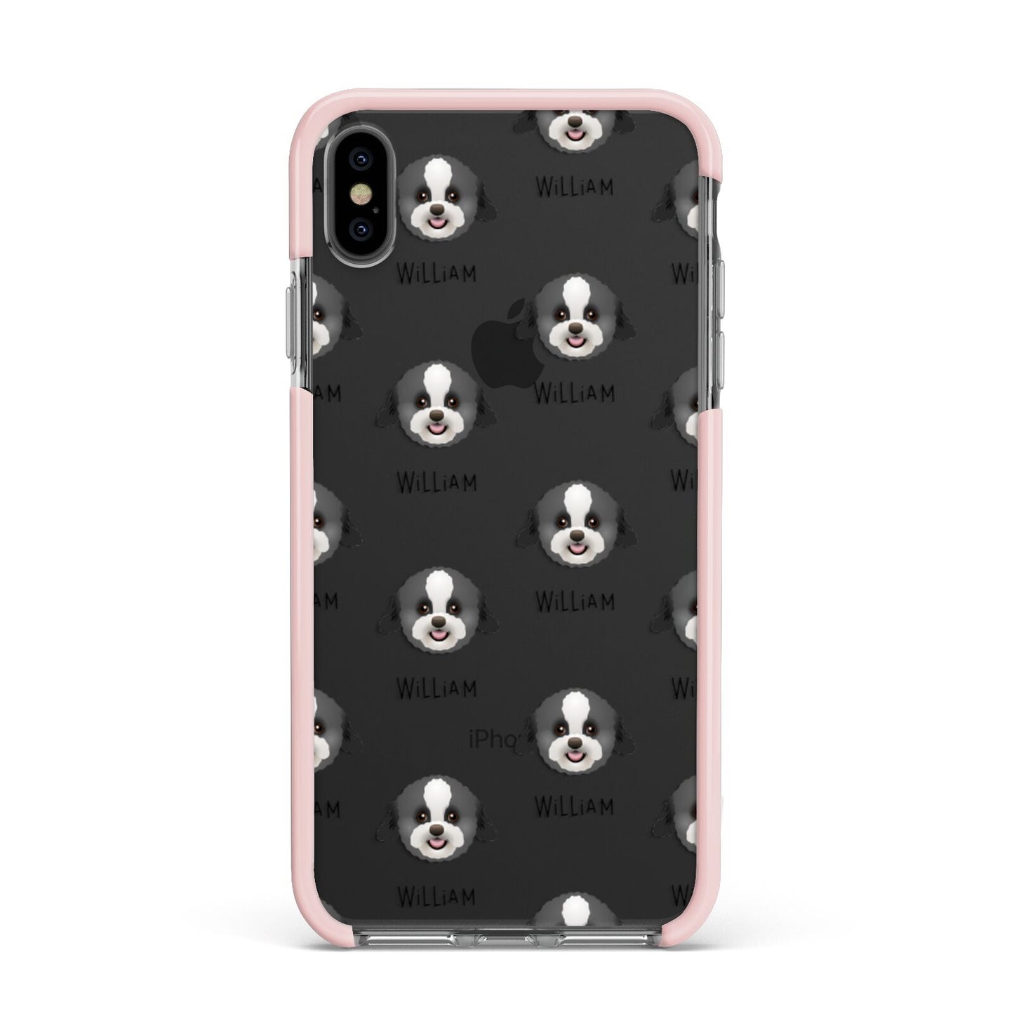 Zuchon Icon with Name Apple iPhone Xs Max Impact Case Pink Edge on Black Phone