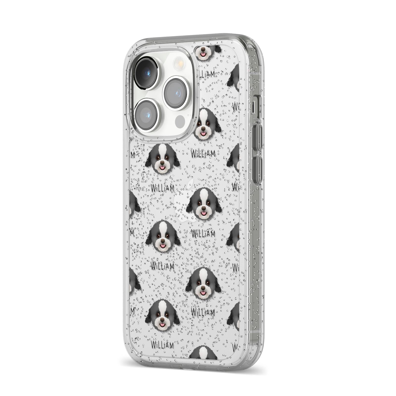 Zuchon Icon with Name iPhone 14 Pro Glitter Tough Case Silver Angled Image