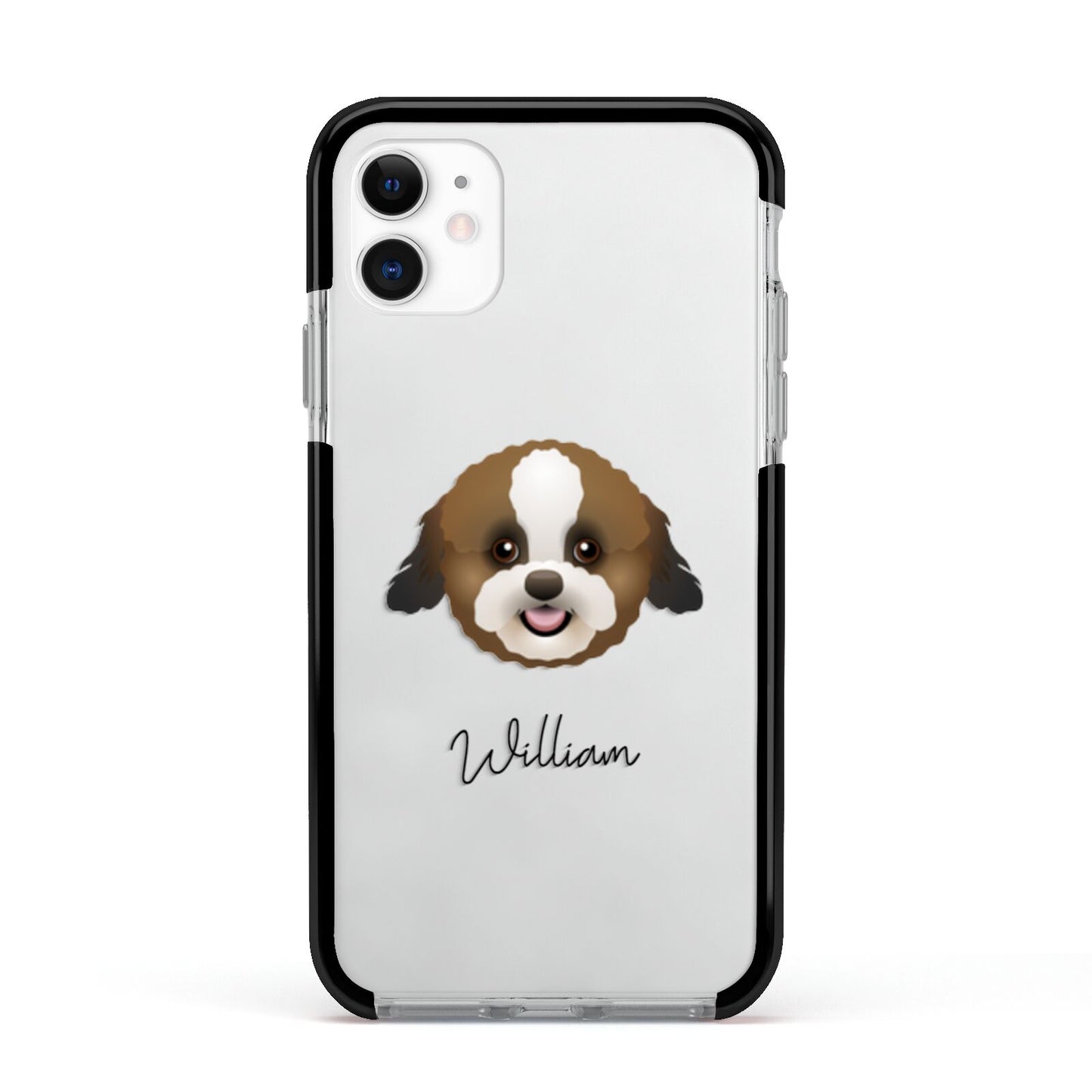 Zuchon Personalised Apple iPhone 11 in White with Black Impact Case