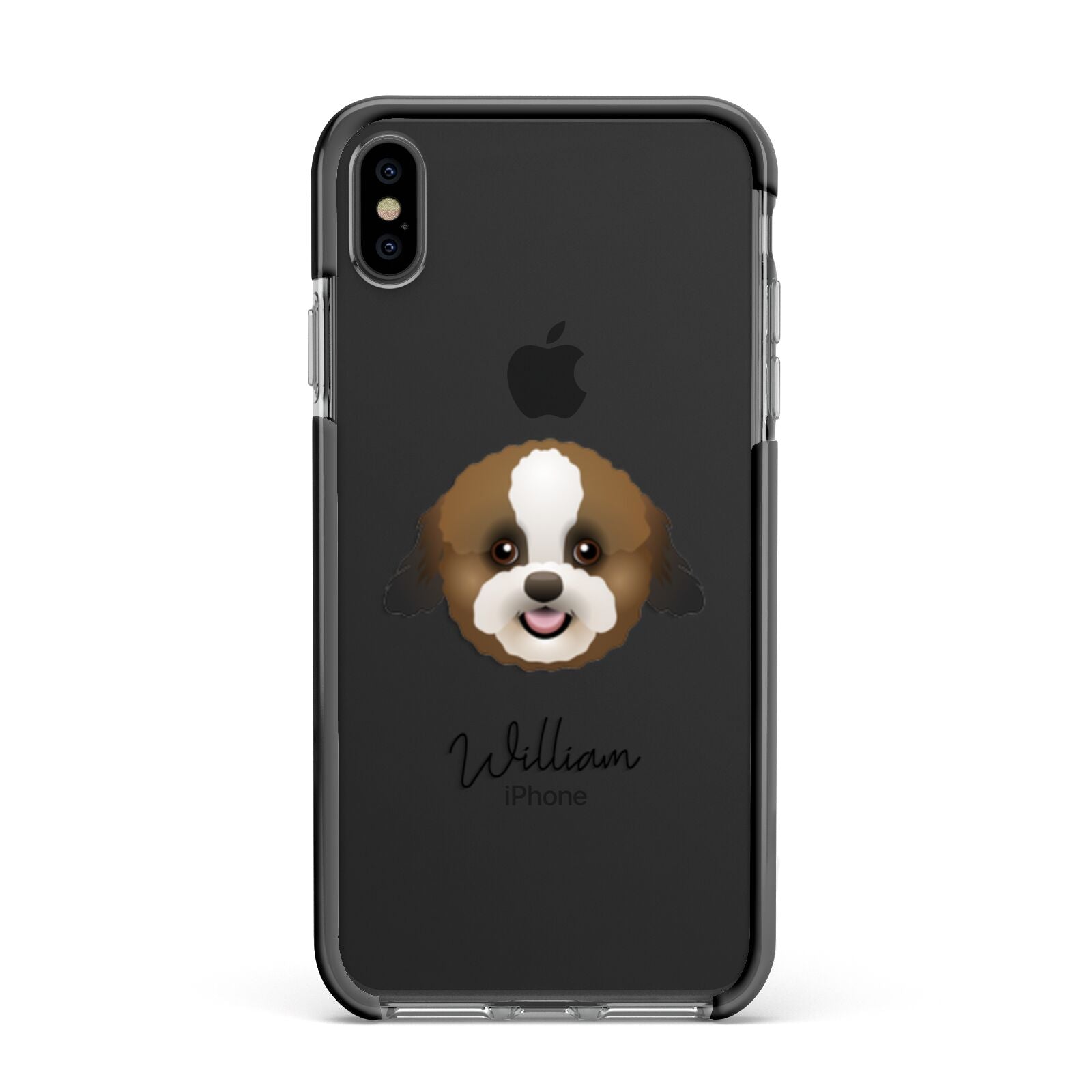 Zuchon Personalised Apple iPhone Xs Max Impact Case Black Edge on Black Phone