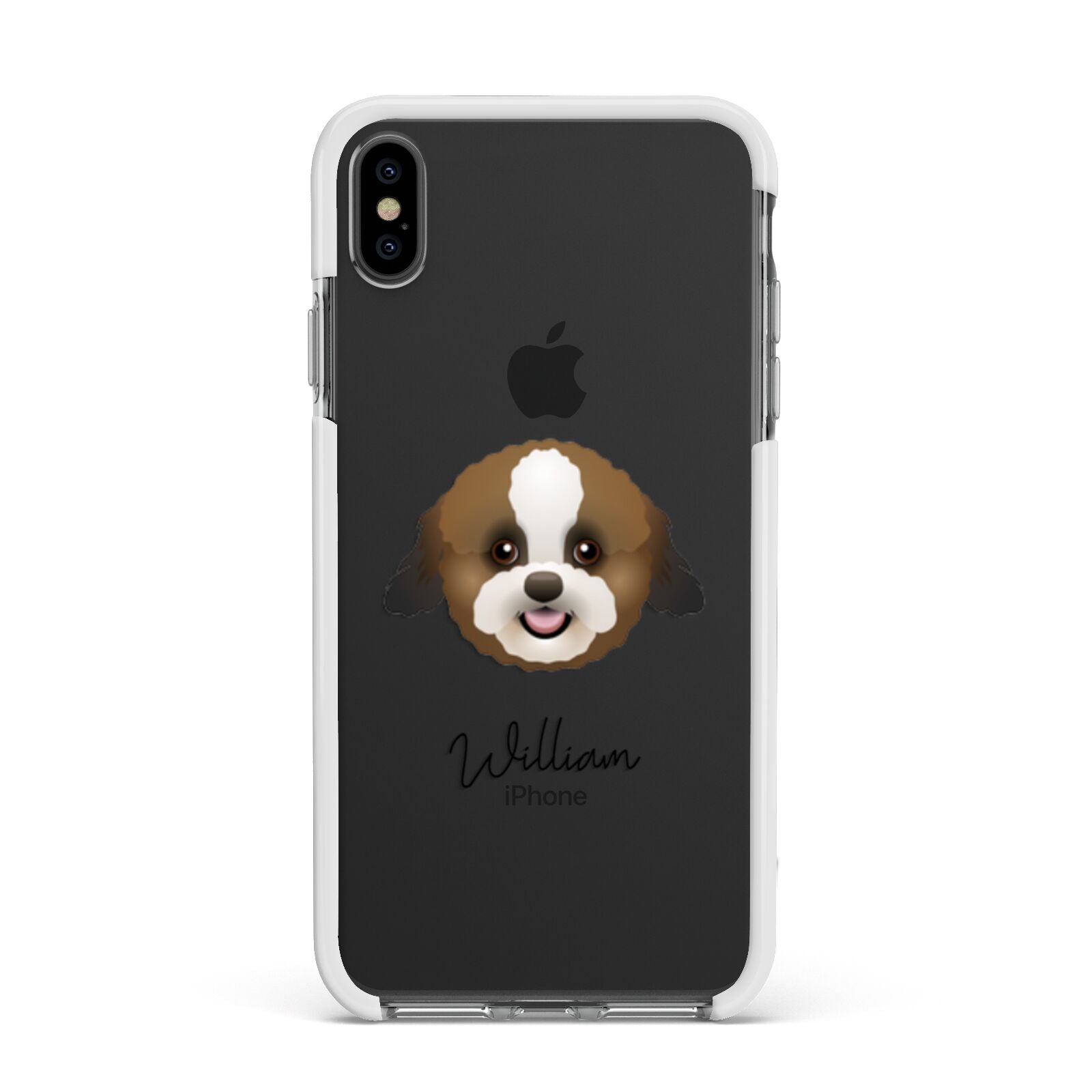 Zuchon Personalised Apple iPhone Xs Max Impact Case White Edge on Black Phone