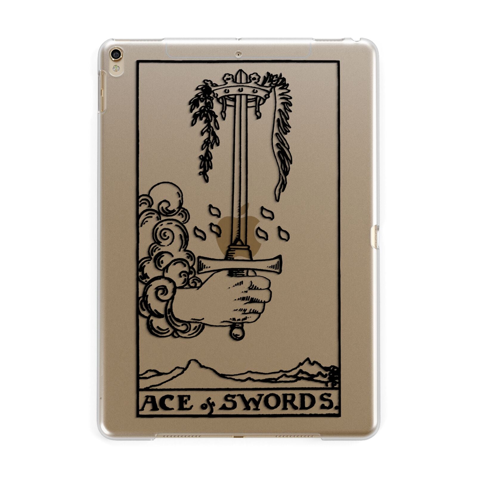 Ace of Swords Monochrome Apple iPad Gold Case