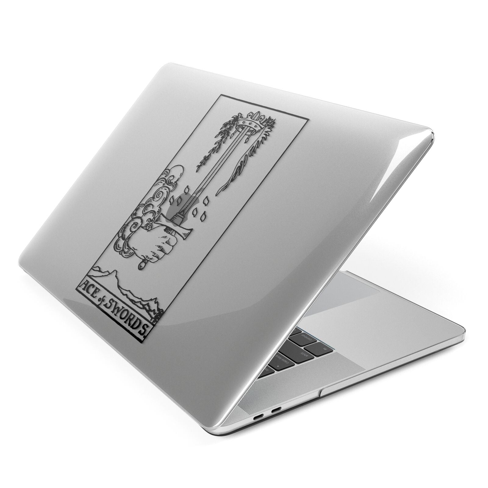 Ace of Swords Monochrome Apple MacBook Case Side View