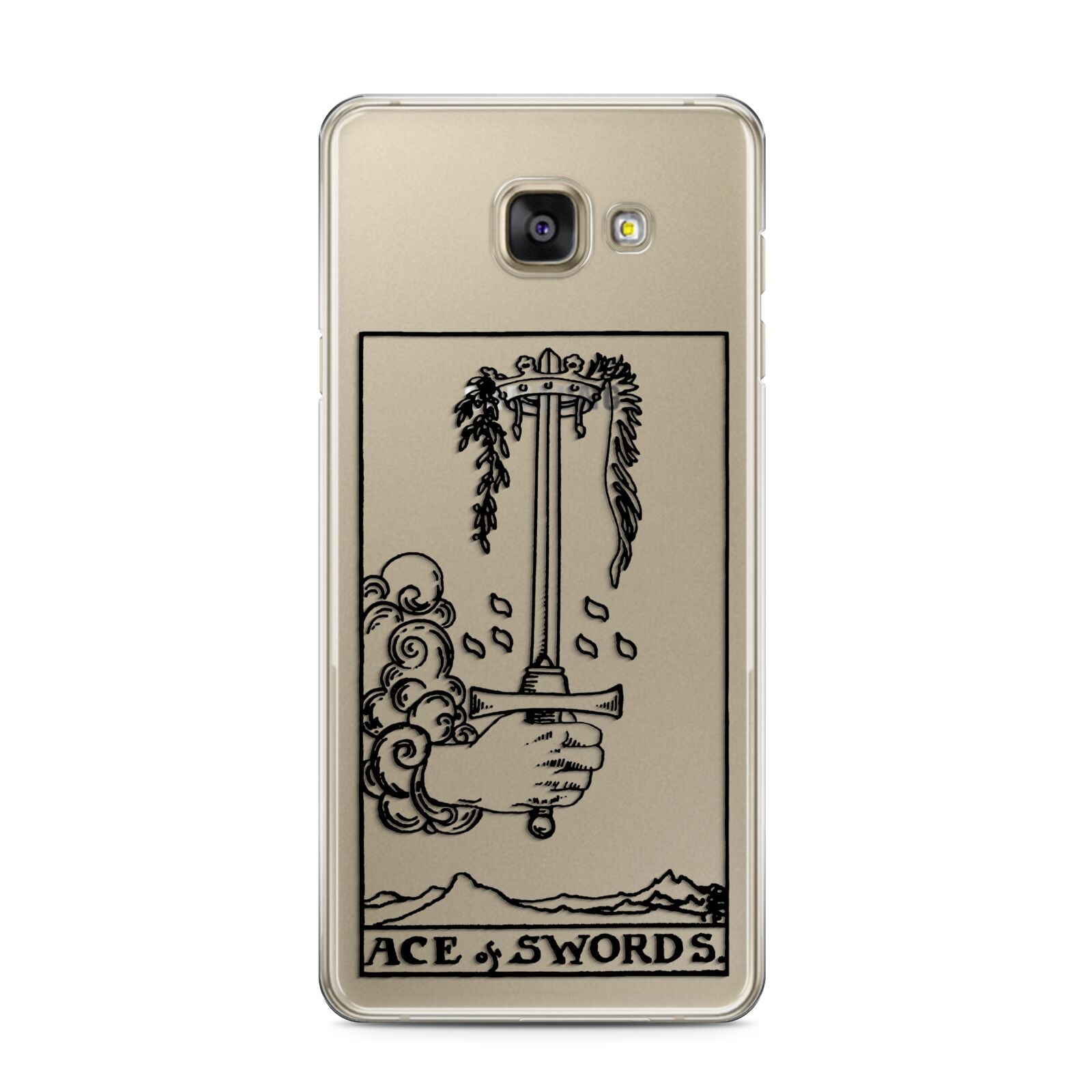 Ace of Swords Monochrome Samsung Galaxy A3 2016 Case on gold phone