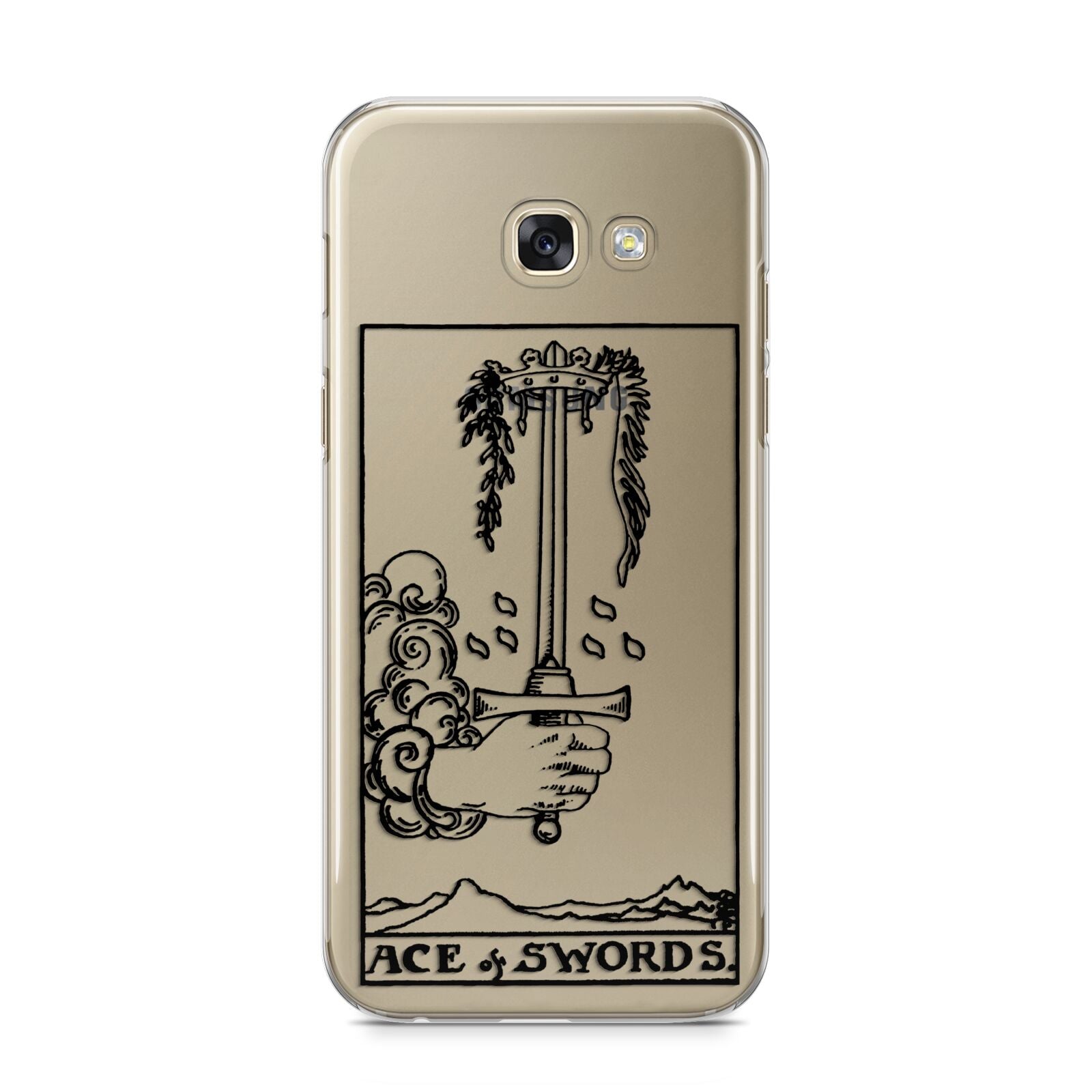 Ace of Swords Monochrome Samsung Galaxy A5 2017 Case on gold phone