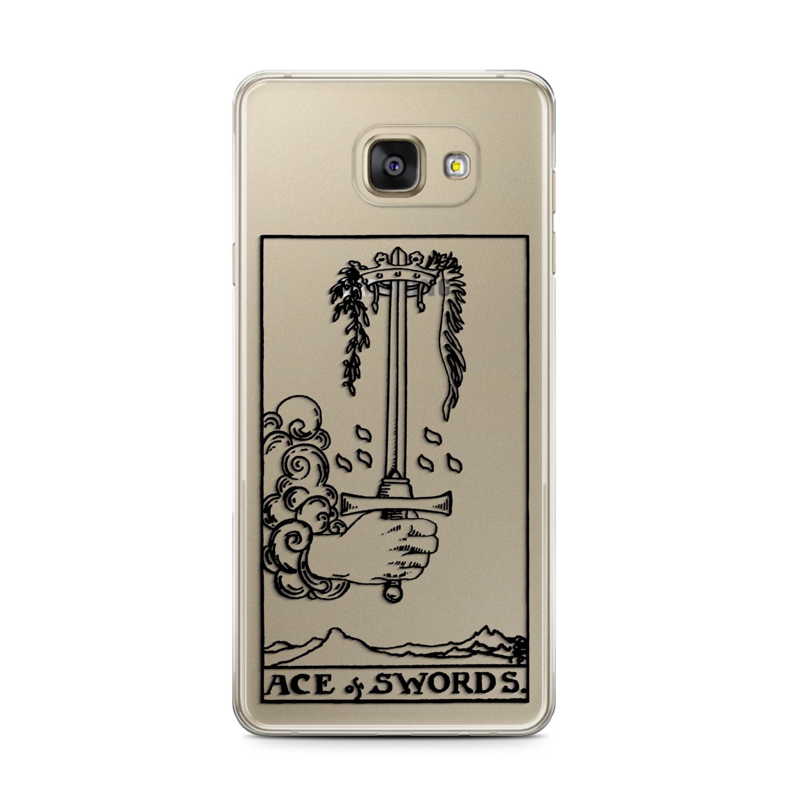 Ace of Swords Monochrome Samsung Galaxy A7 2016 Case on gold phone