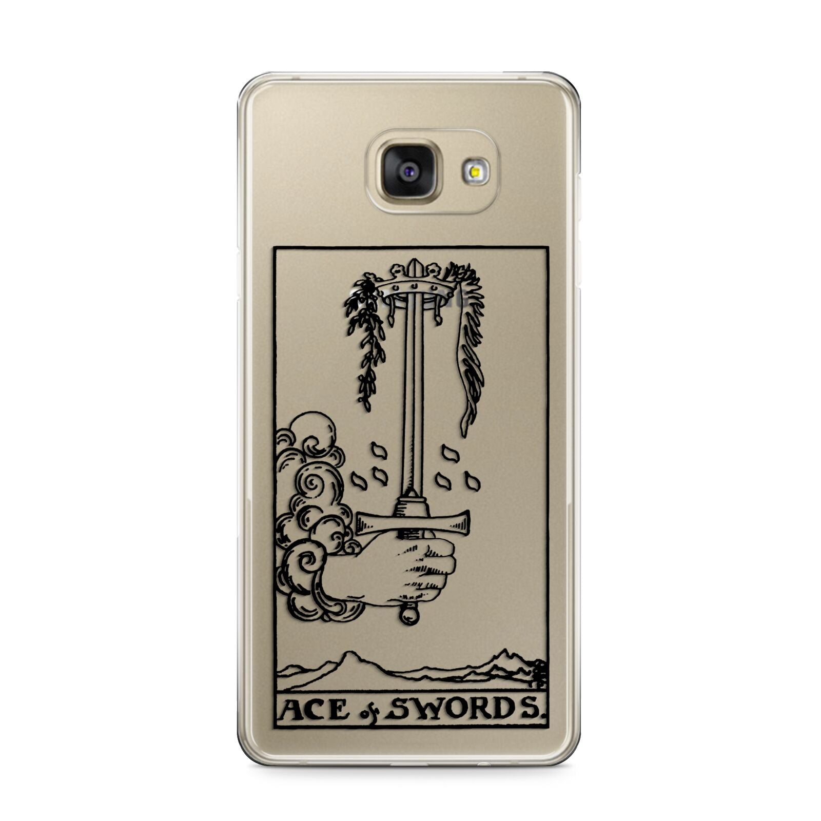 Ace of Swords Monochrome Samsung Galaxy A9 2016 Case on gold phone