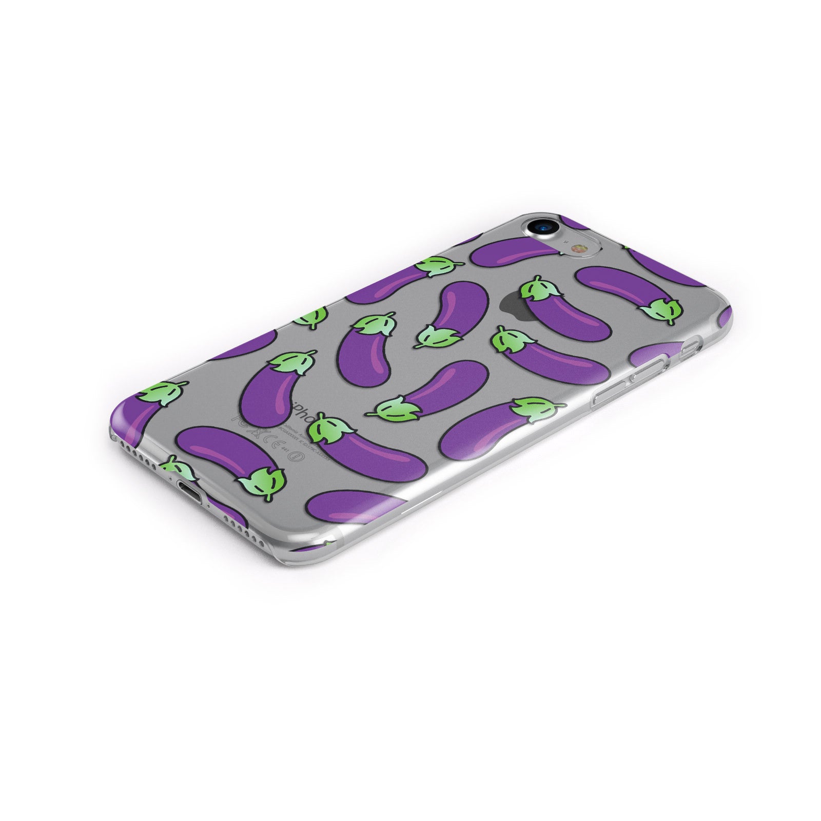 Aubergine Transparent Apple iPhone Case Bottom Cutout