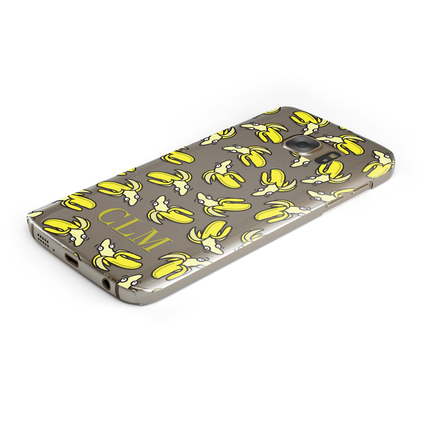 Personalised Banana Initials Clear Samsung Galaxy Case Bottom Cutout