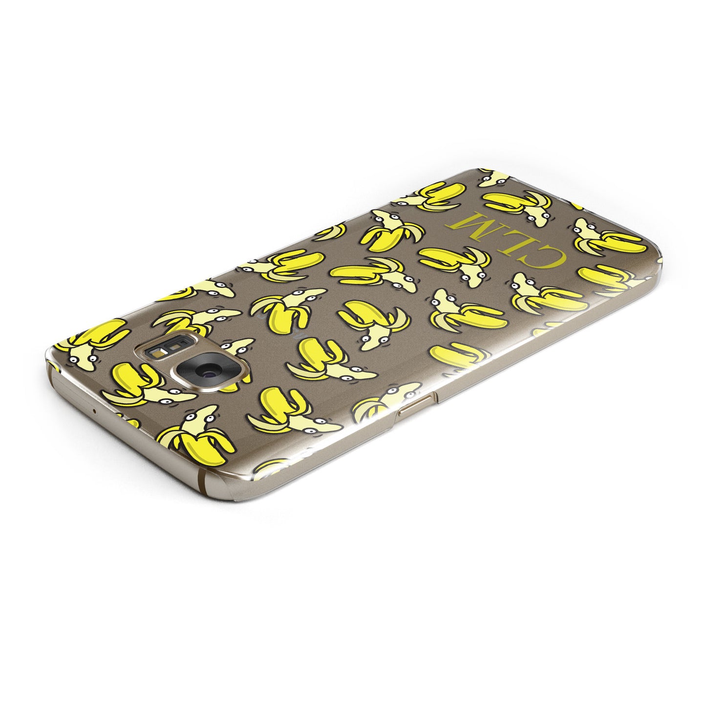 Personalised Banana Initials Clear Samsung Galaxy Case Top Cutout