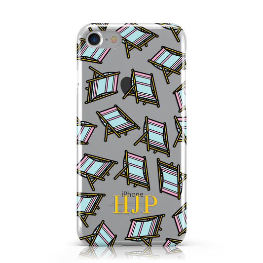 Personalised Beach Deck Chair Initials Clear Apple iPhone Case