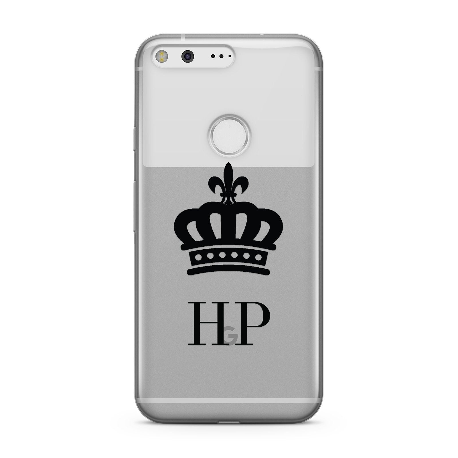 Personalised Black Crown & Initials Clear Google Case