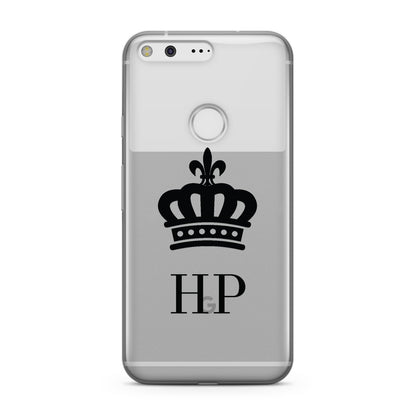 Personalised Black Crown & Initials Clear Google Case