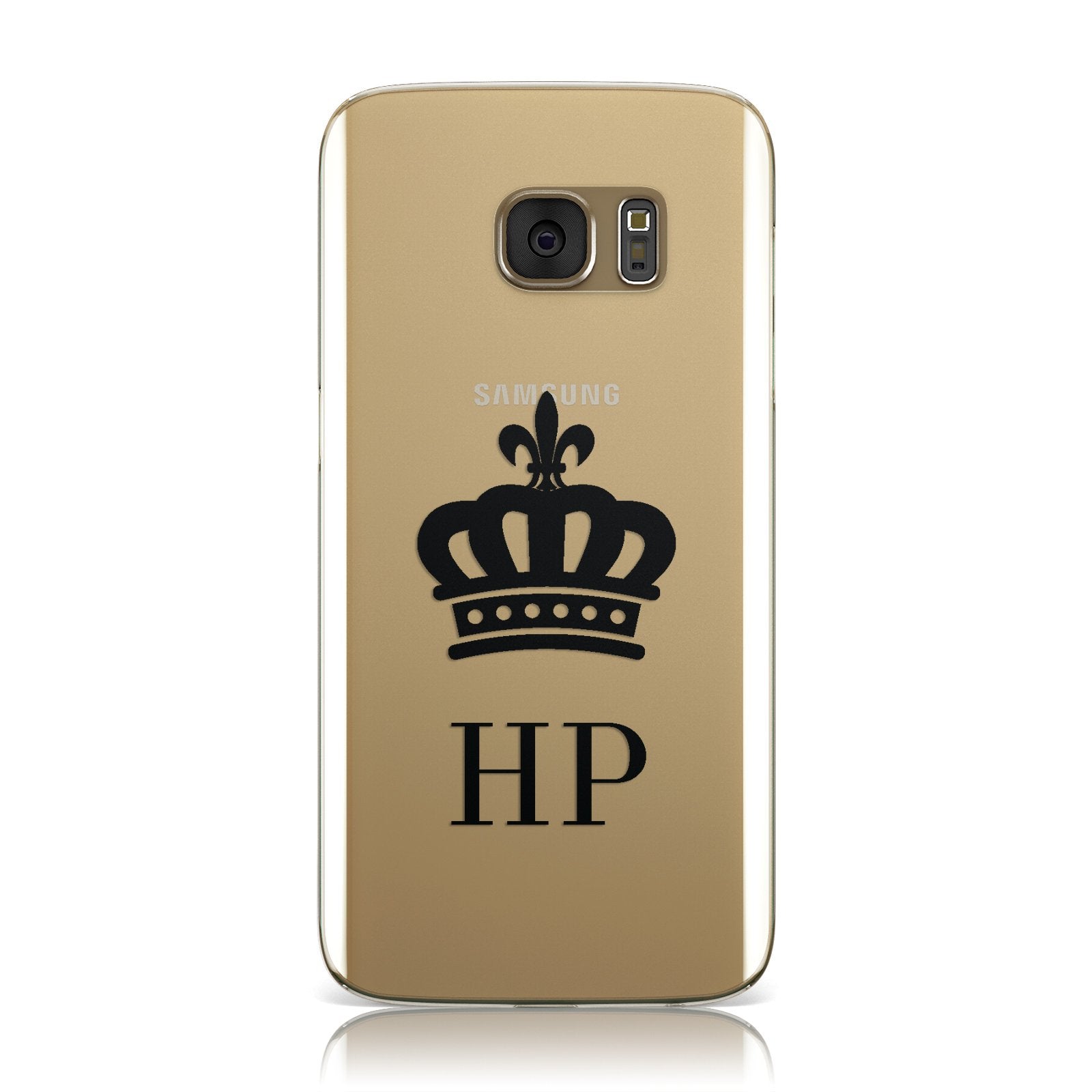 Personalised Black Crown & Initials Clear Samsung Galaxy Case