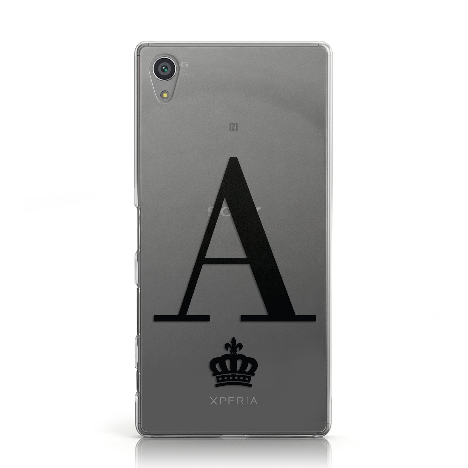 Personalised Black Initial & Crown Clear Sony Xperia Case