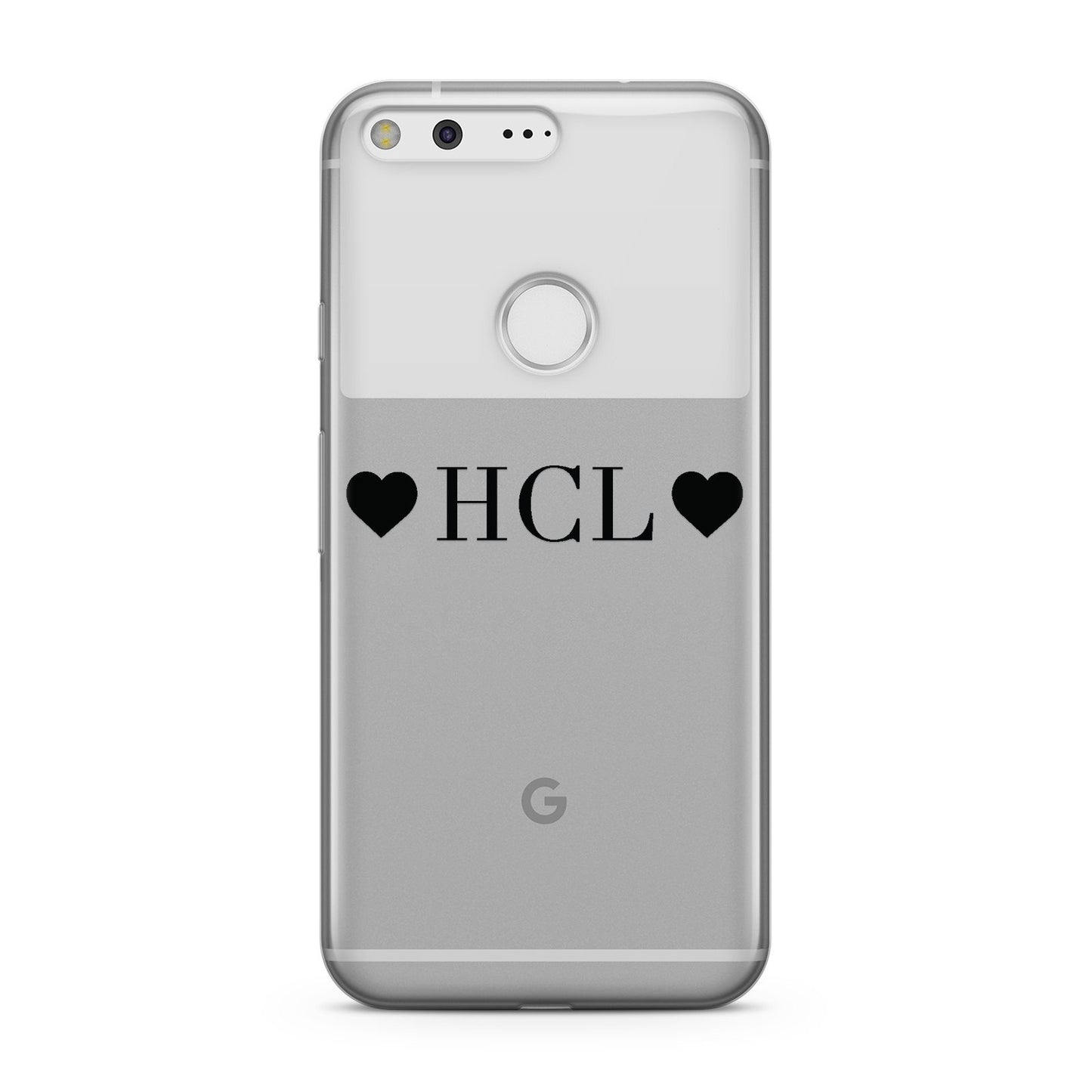 Personalised Black Initials & 2 Hearts Clear Google Case