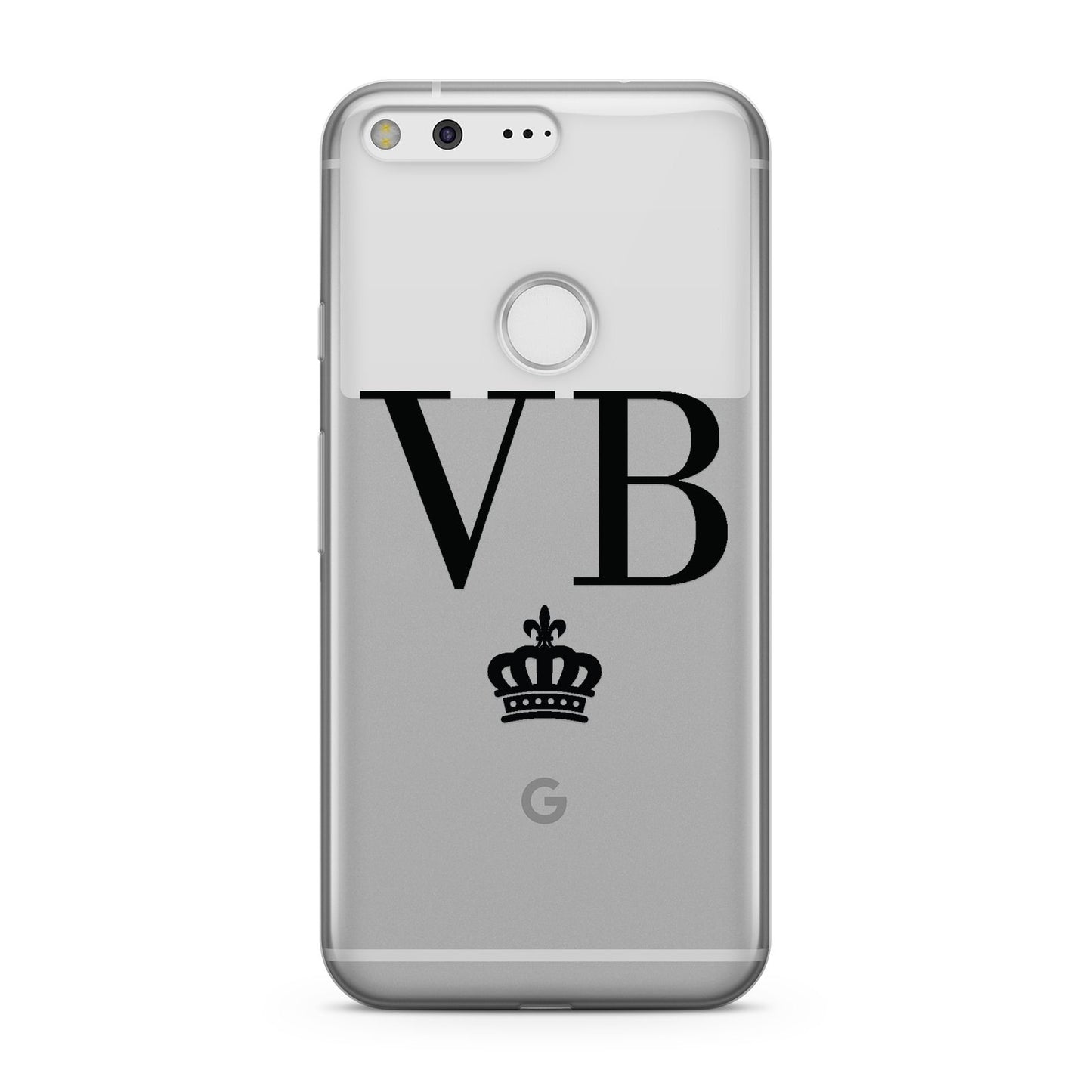 Personalised Black Initials & Crown Clear Google Case