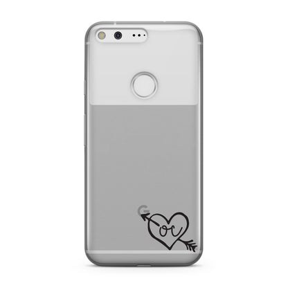 Personalised Black Initials Heart & Arrow Google Case