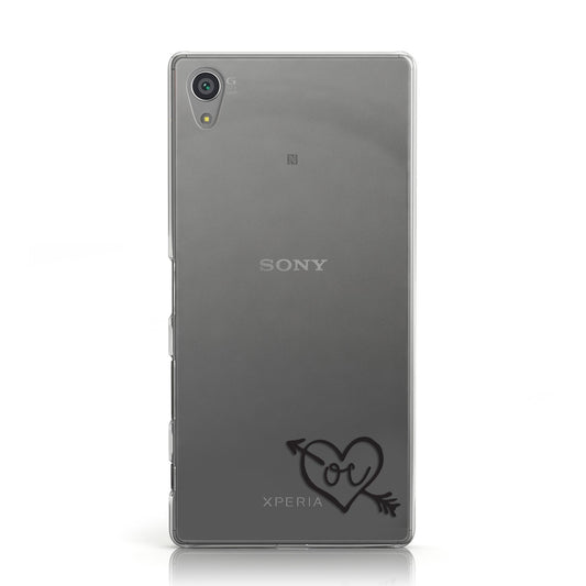 Personalised Black Initials Heart & Arrow Sony Xperia Case