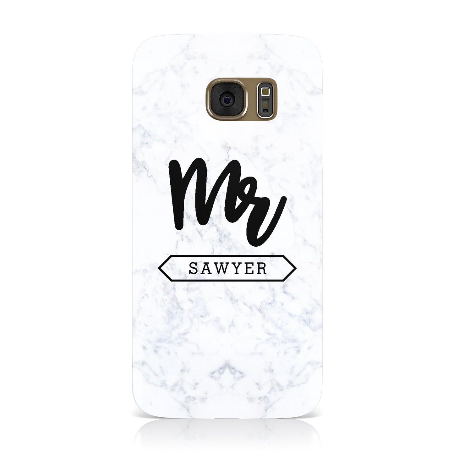 Personalised Black Mr Surname On Marble Samsung Galaxy Case