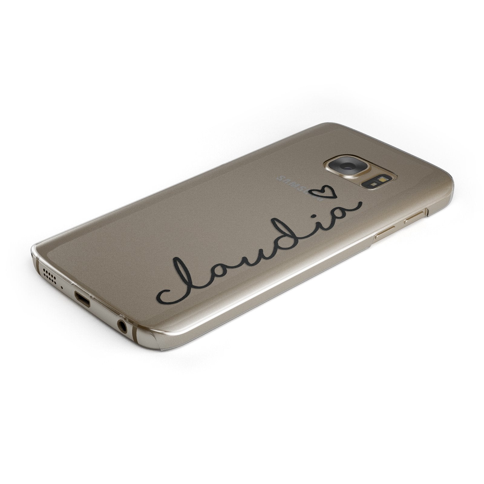 Personalised Black Name & Heart Handwriting Samsung Galaxy Case Bottom Cutout