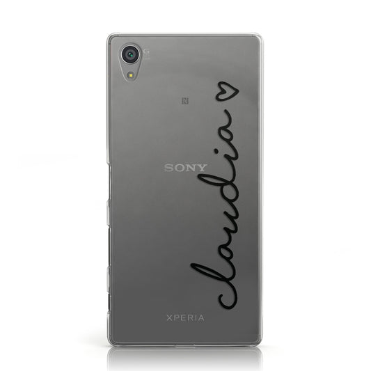 Personalised Black Name & Heart Handwriting Sony Xperia Case