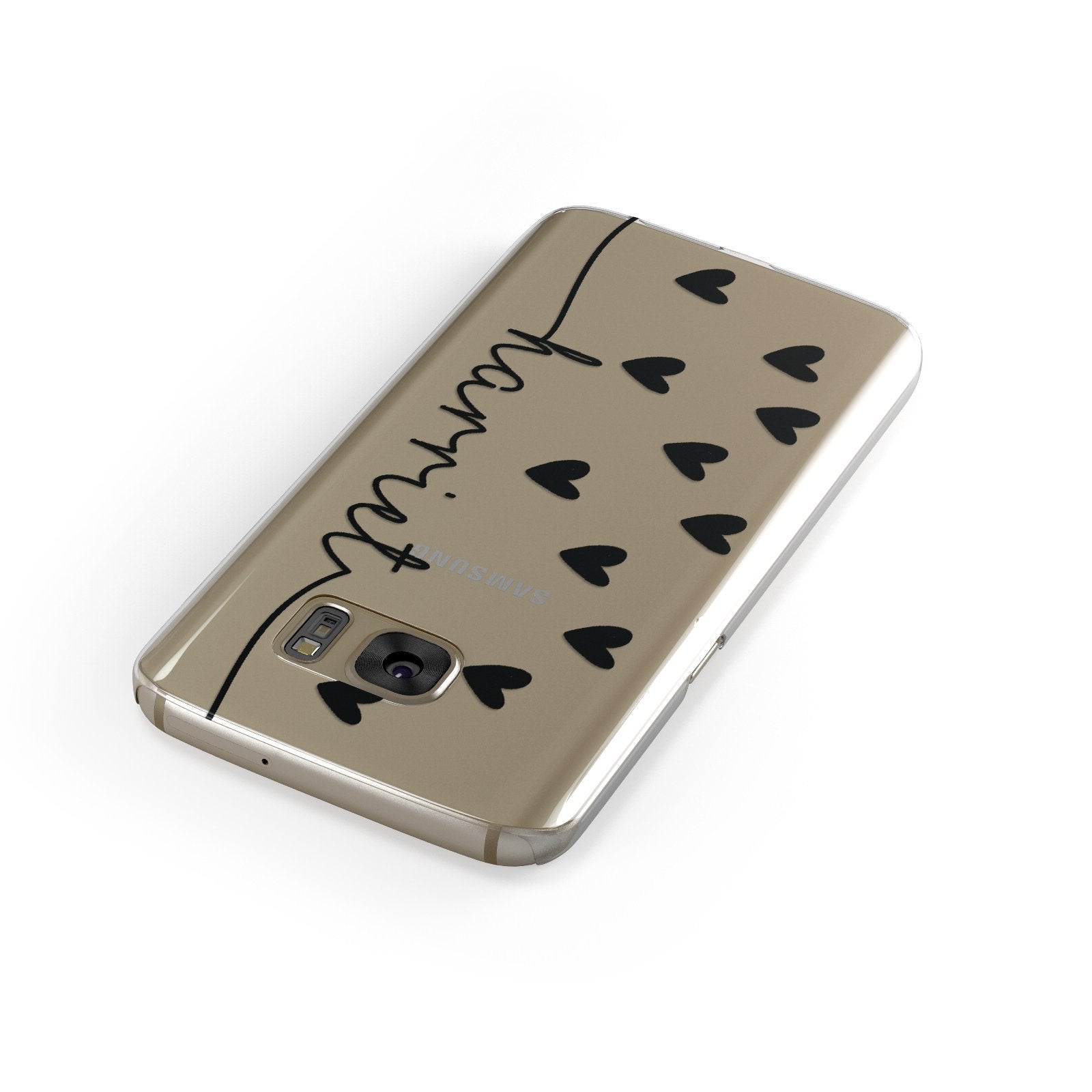 Personalised Black Name Love Hearts Clear Google Case Front Close Up