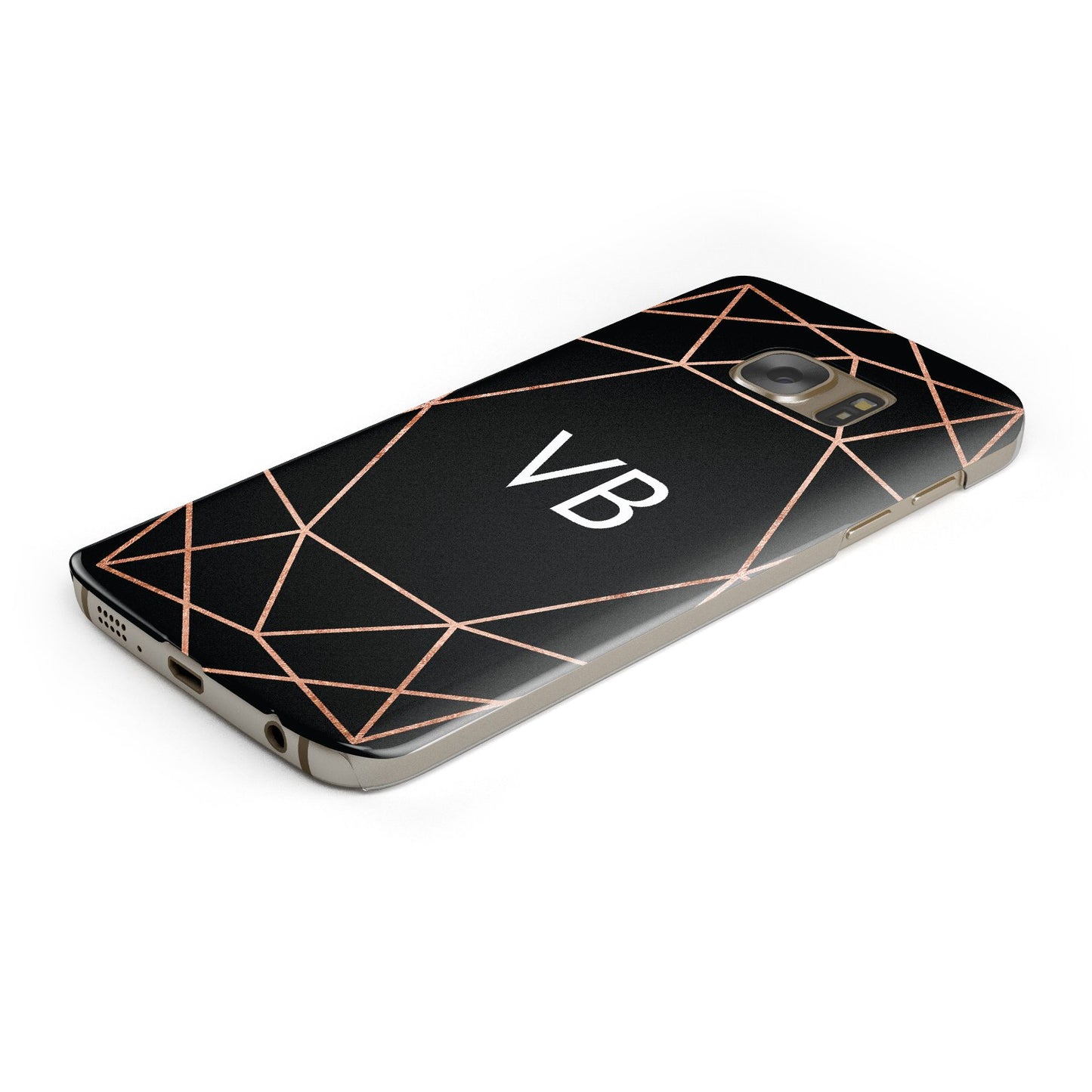 Personalised Black Rose Gold Initials Geometric Samsung Galaxy Case Bottom Cutout