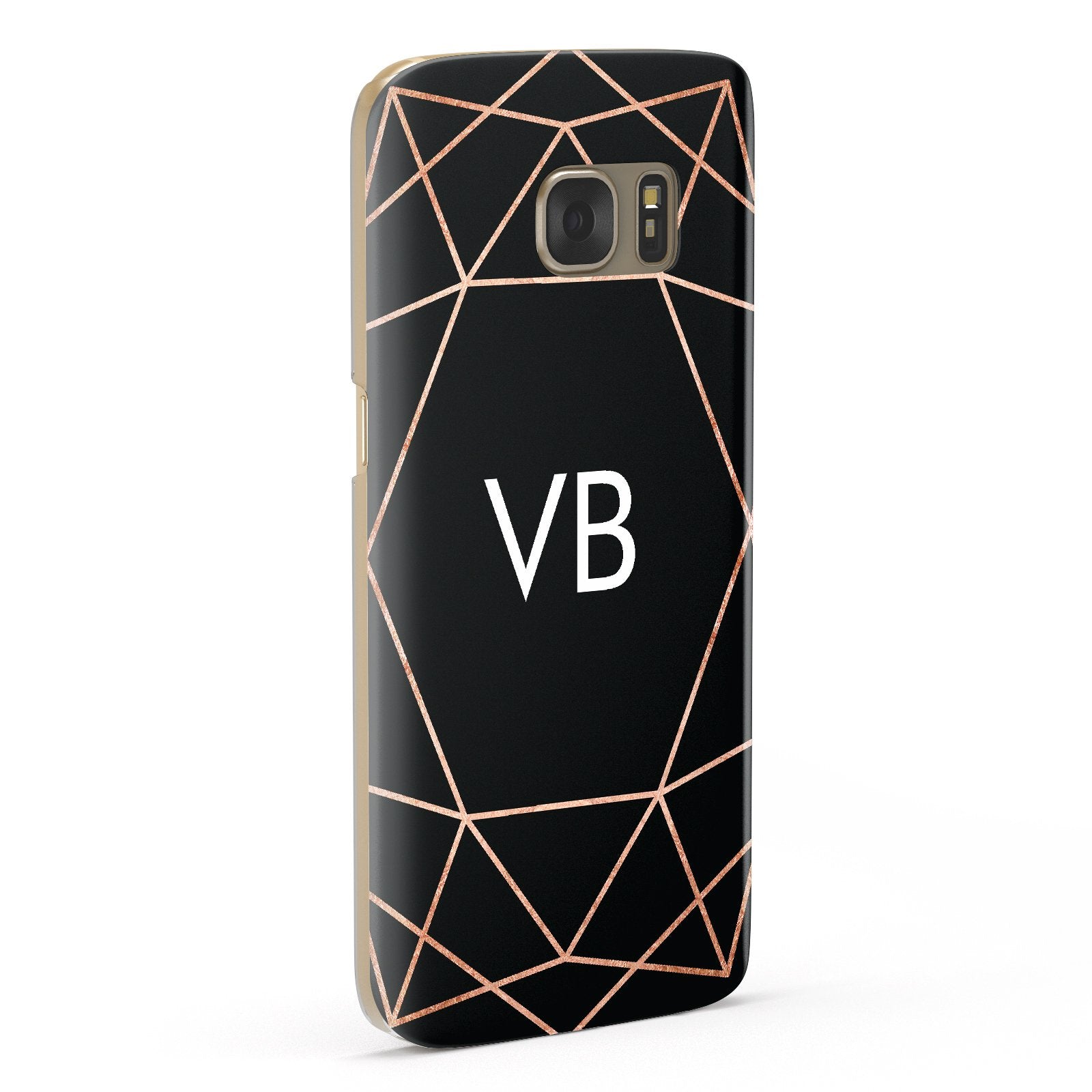 Personalised Black Rose Gold Initials Geometric Samsung Galaxy Case Fourty Five Degrees