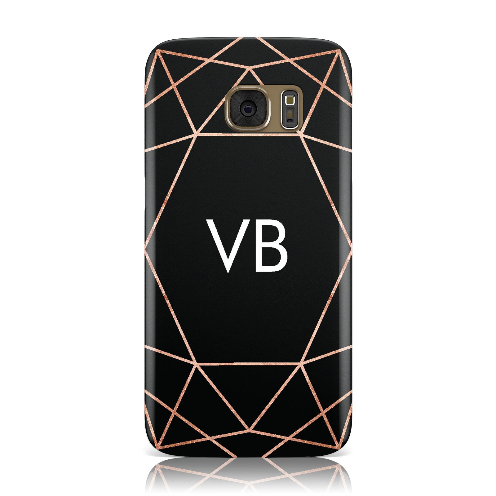 Personalised Black Rose Gold Initials Geometric Samsung Galaxy Case