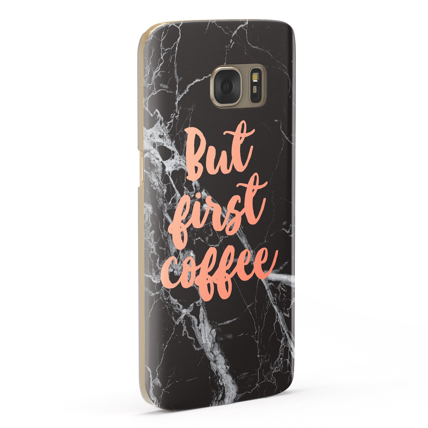 But First Coffee Black Marble Effect Samsung Galaxy Case Fourty Five Degrees