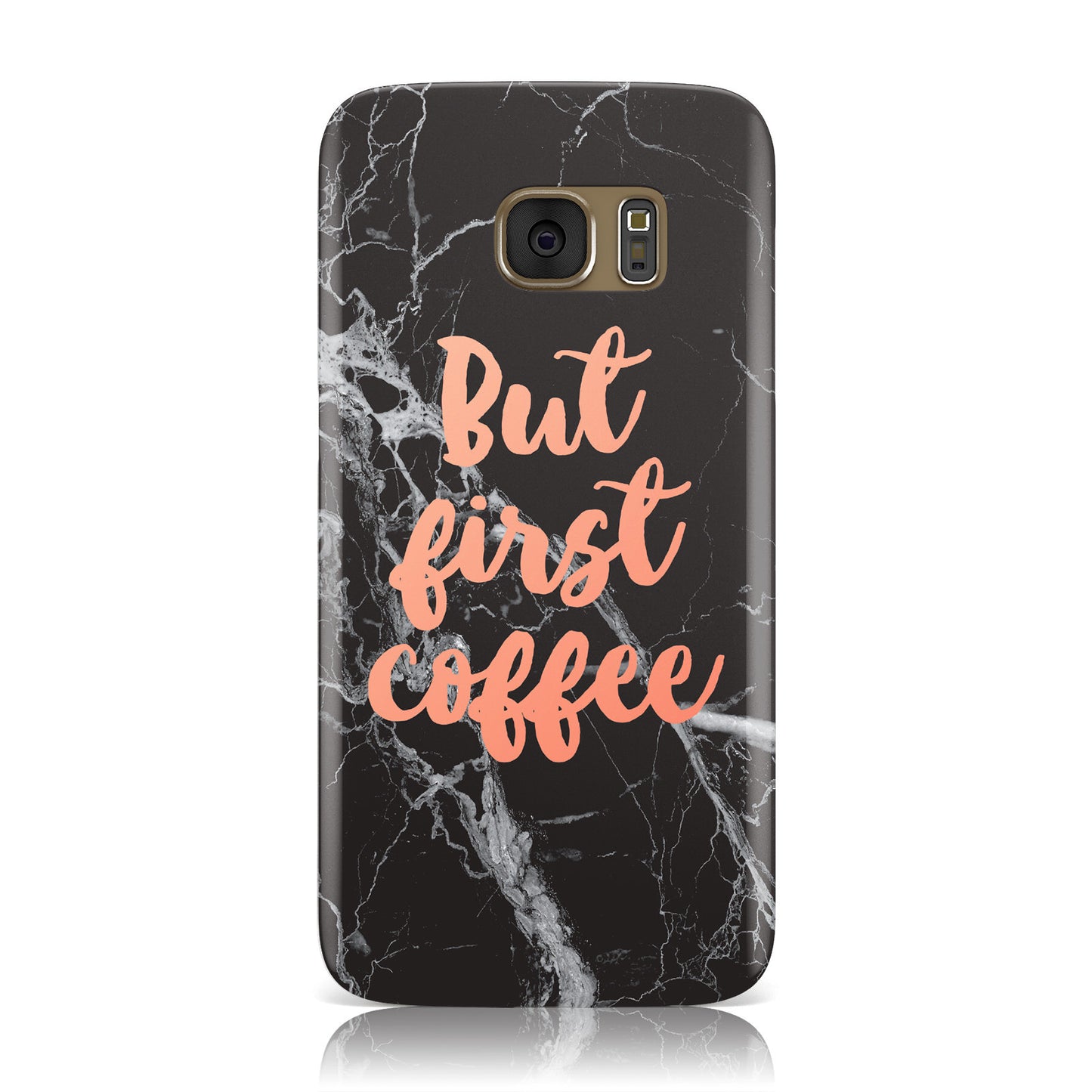 But First Coffee Black Marble Effect Samsung Galaxy Case