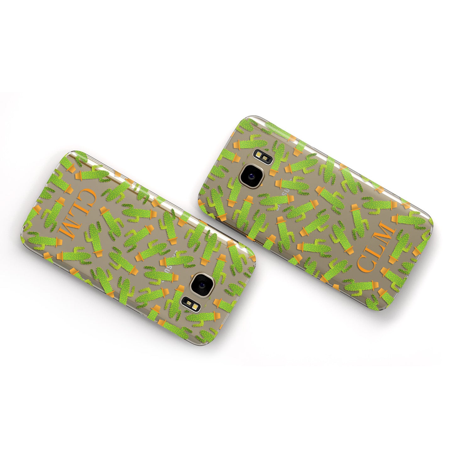 Personalised Cactus Monogram Samsung Galaxy Case Flat Overview