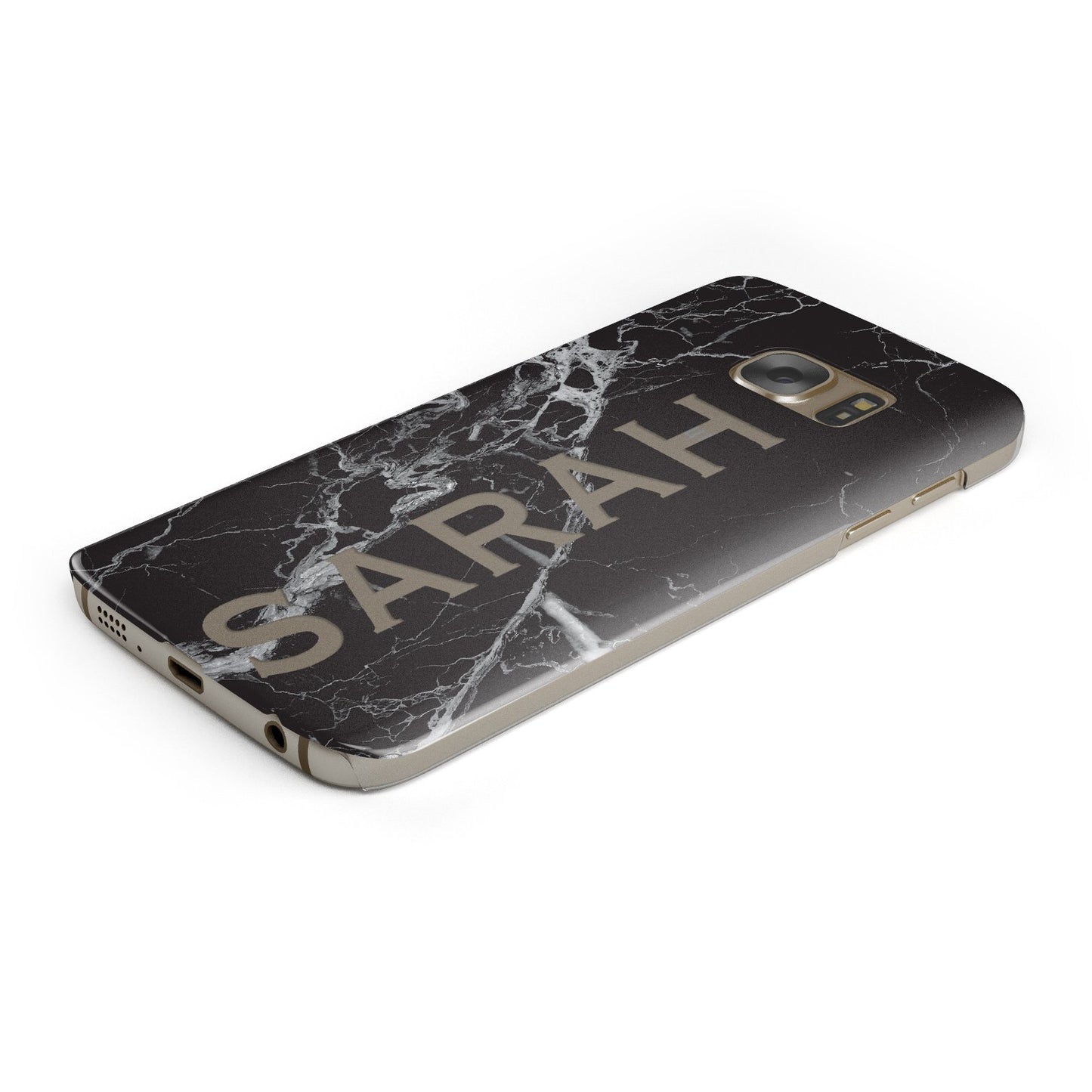 Personalised Clear Name Cutout Black Marble Custom Samsung Galaxy Case Bottom Cutout