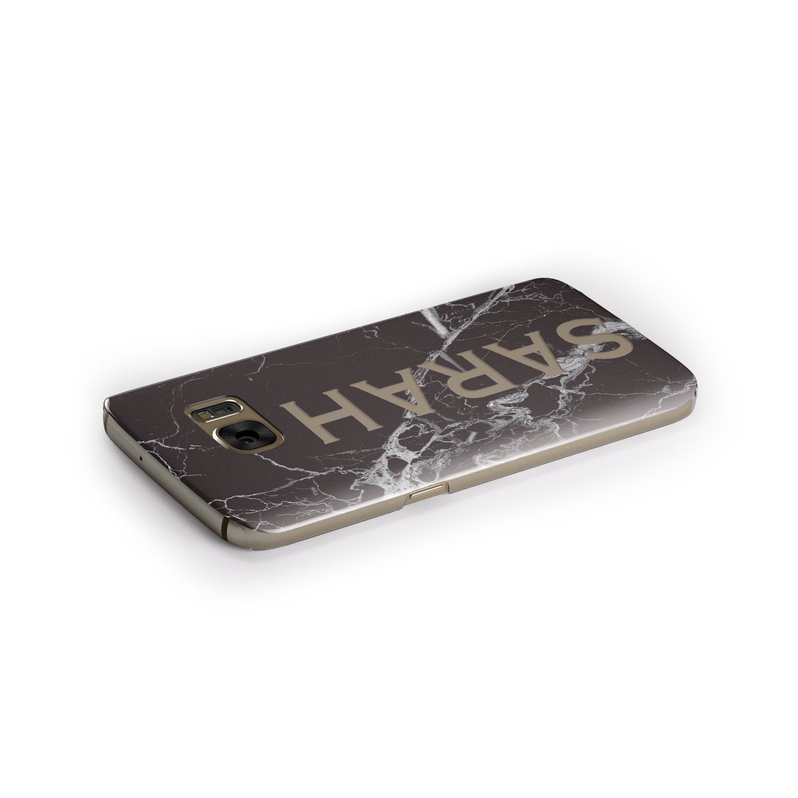 Personalised Clear Name Cutout Black Marble Custom Samsung Galaxy Case Side Close Up