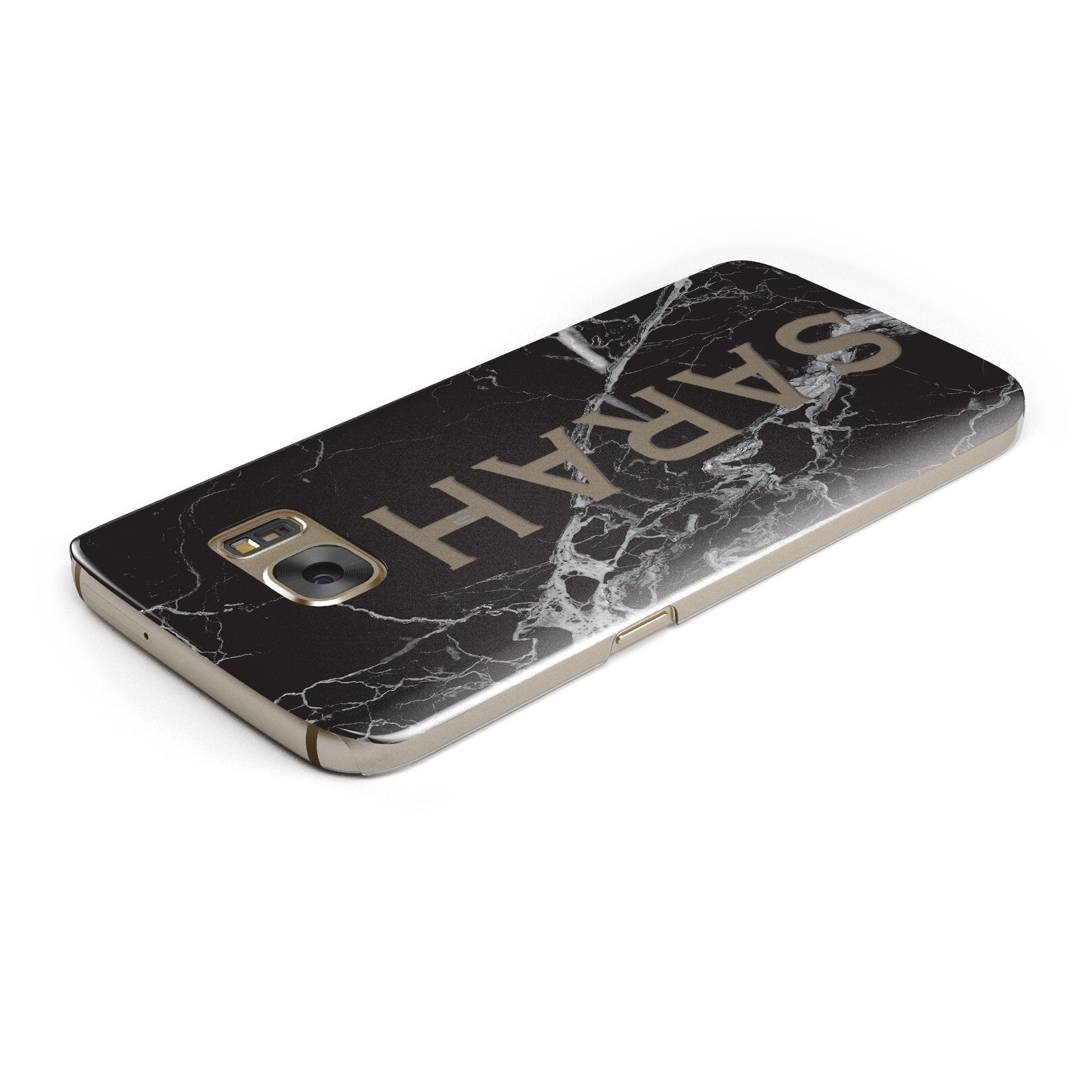 Personalised Clear Name Cutout Black Marble Custom Samsung Galaxy Case Top Cutout