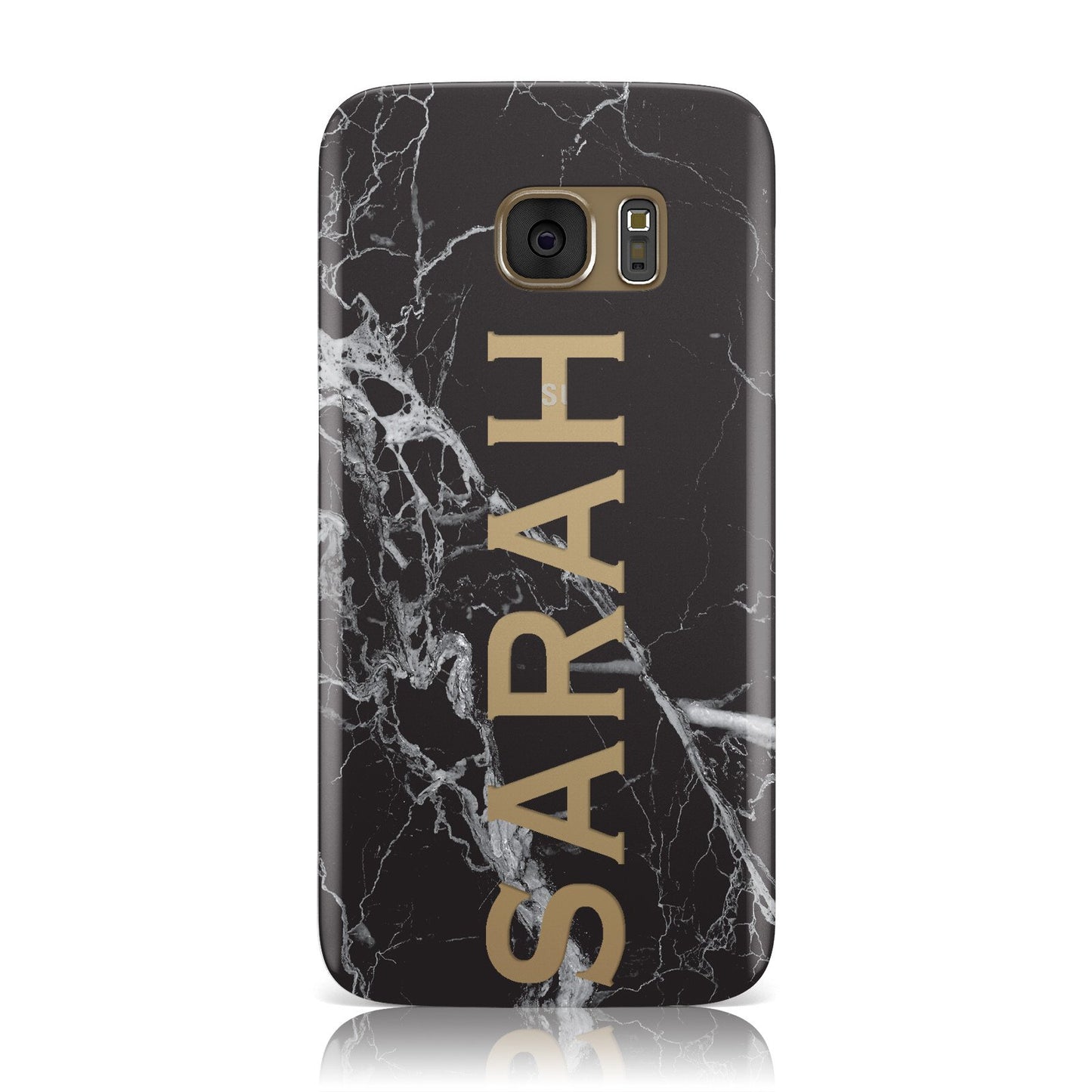 Personalised Clear Name Cutout Black Marble Custom Samsung Galaxy Case